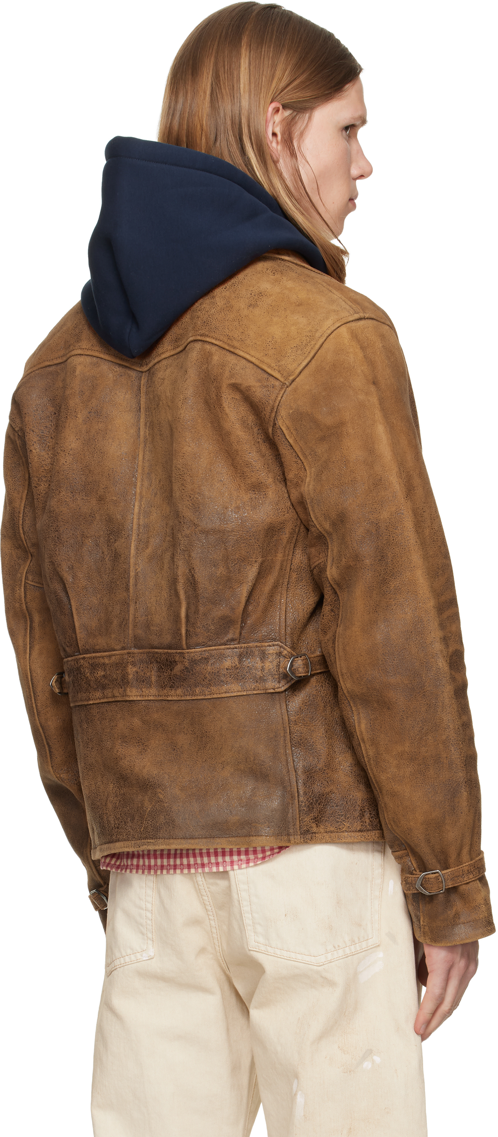 Polo Ralph Lauren: Brown Leather Bomber Jacket | SSENSE
