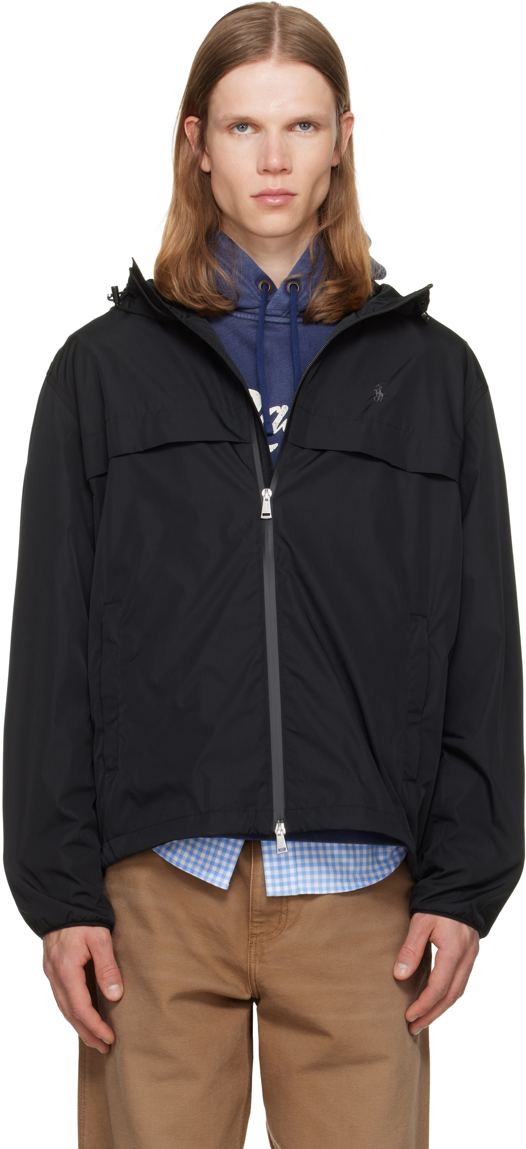 Polo Ralph Lauren: Black Lined Windbreaker Jacket | SSENSE
