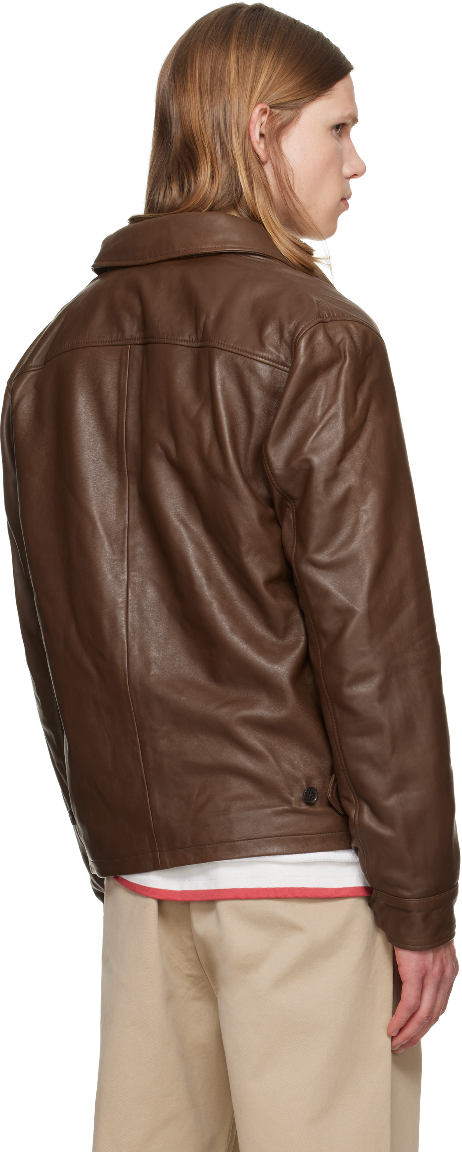 Polo Ralph Lauren: Brown 'The Bayville' Leather Jacket | SSENSE