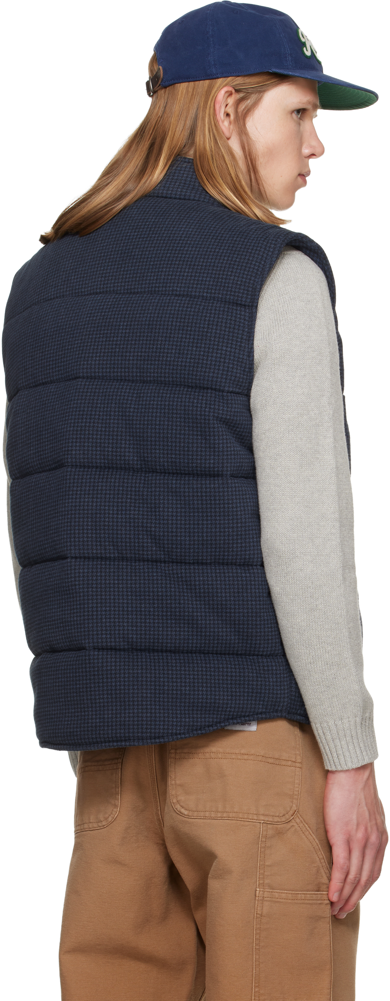 Back Rib Ralph Polo Ralph Lauren: Navy Houndstooth-Print Estate-Rib Vest | SSENSE Canada
