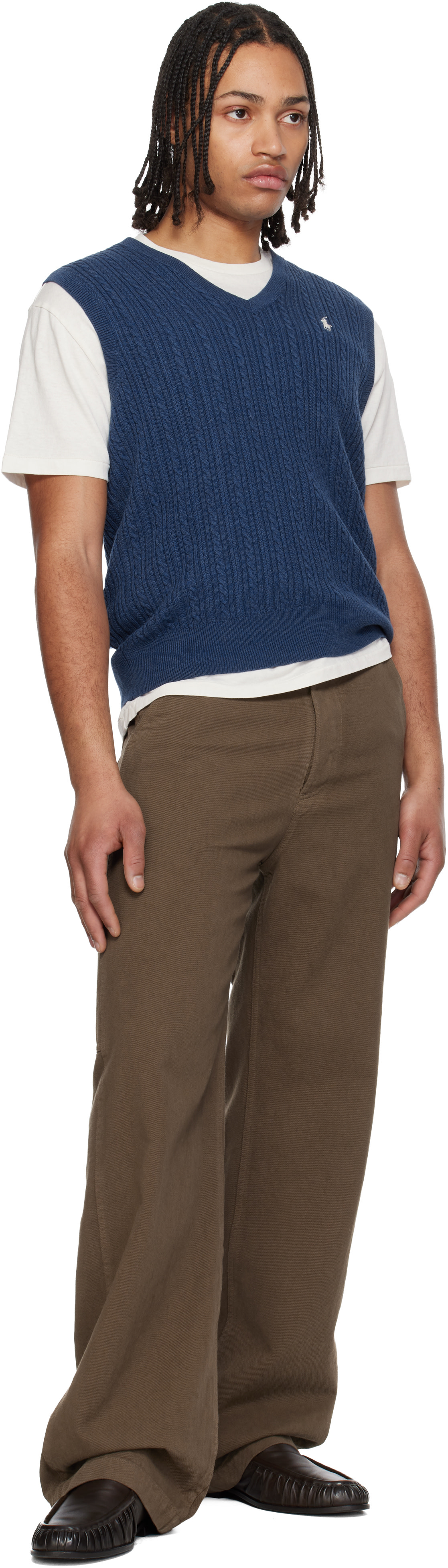 Polo Ralph Lauren: ネイビー Cable-Knit コットン ニットベスト