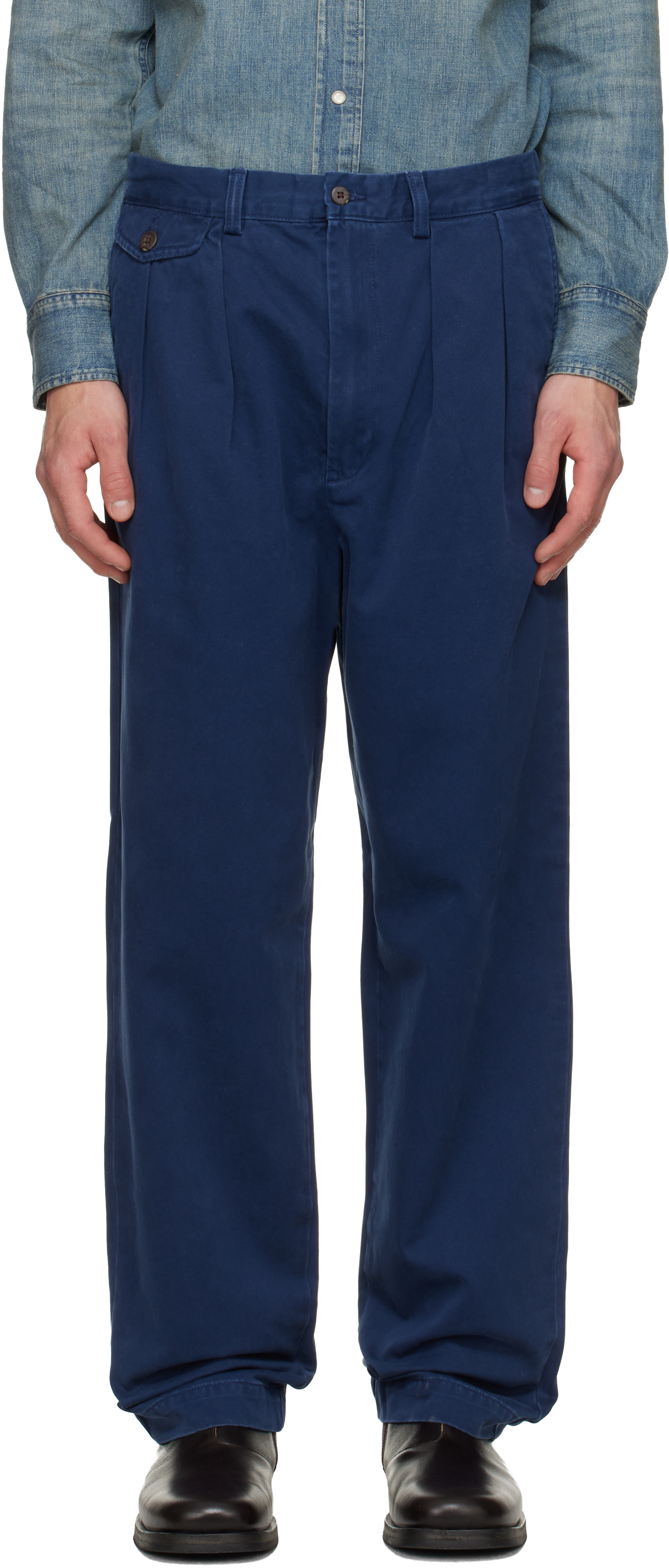 パンツ Polo by Ralph Lauren THE WHITMAN CHINO Polo Ralph Lauren: Navy Whitman Chino Trousers | SSENSE