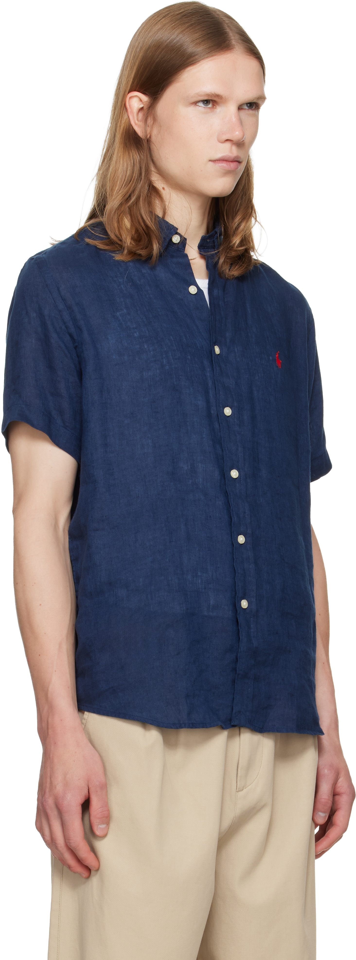 ちょぶ様　RALPH LAUREN ネイビー シャツ半袖新品未使用品 Polo Ralph Lauren: ネイビー Sport リネン 半袖シャツ | SSENSE 日本