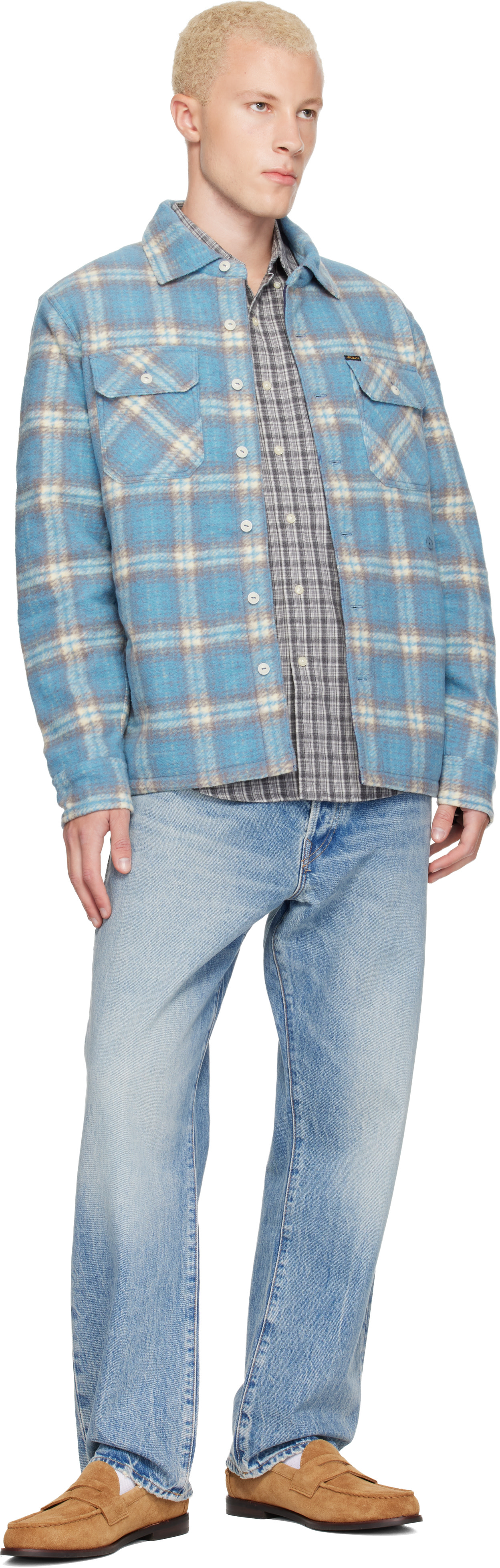 Polo Ralph Lauren: ブルー Collared フェルト ウール オーバーシャツ