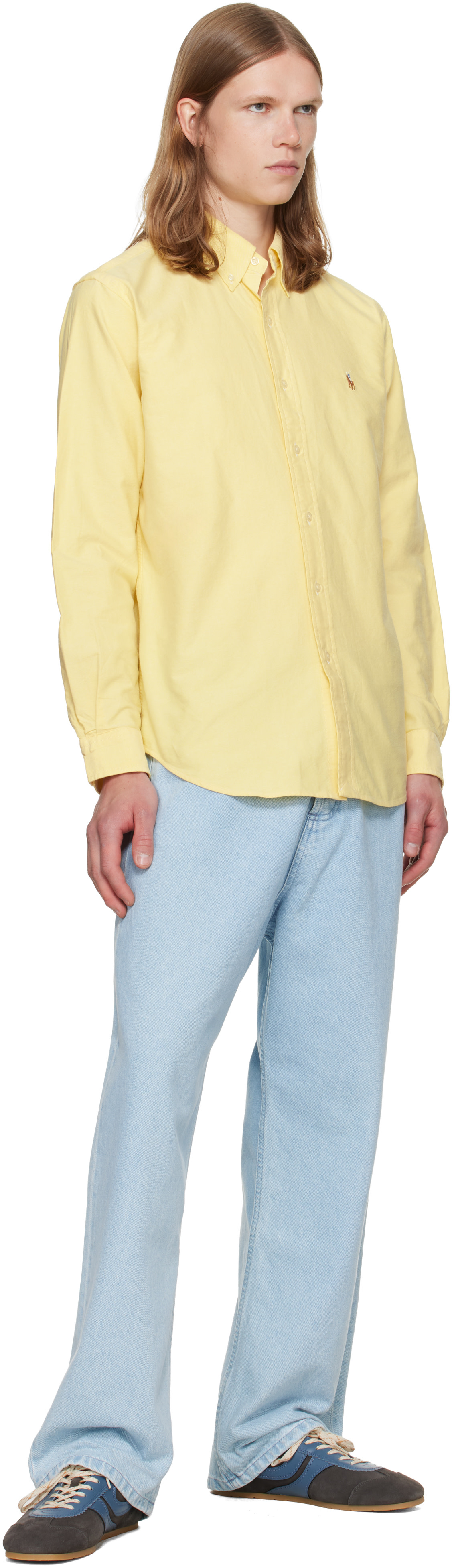 【shi】専用です。 Polo Ralph Lauren: Yellow 'The Iconic Oxford' Shirt | SSENSE Canada