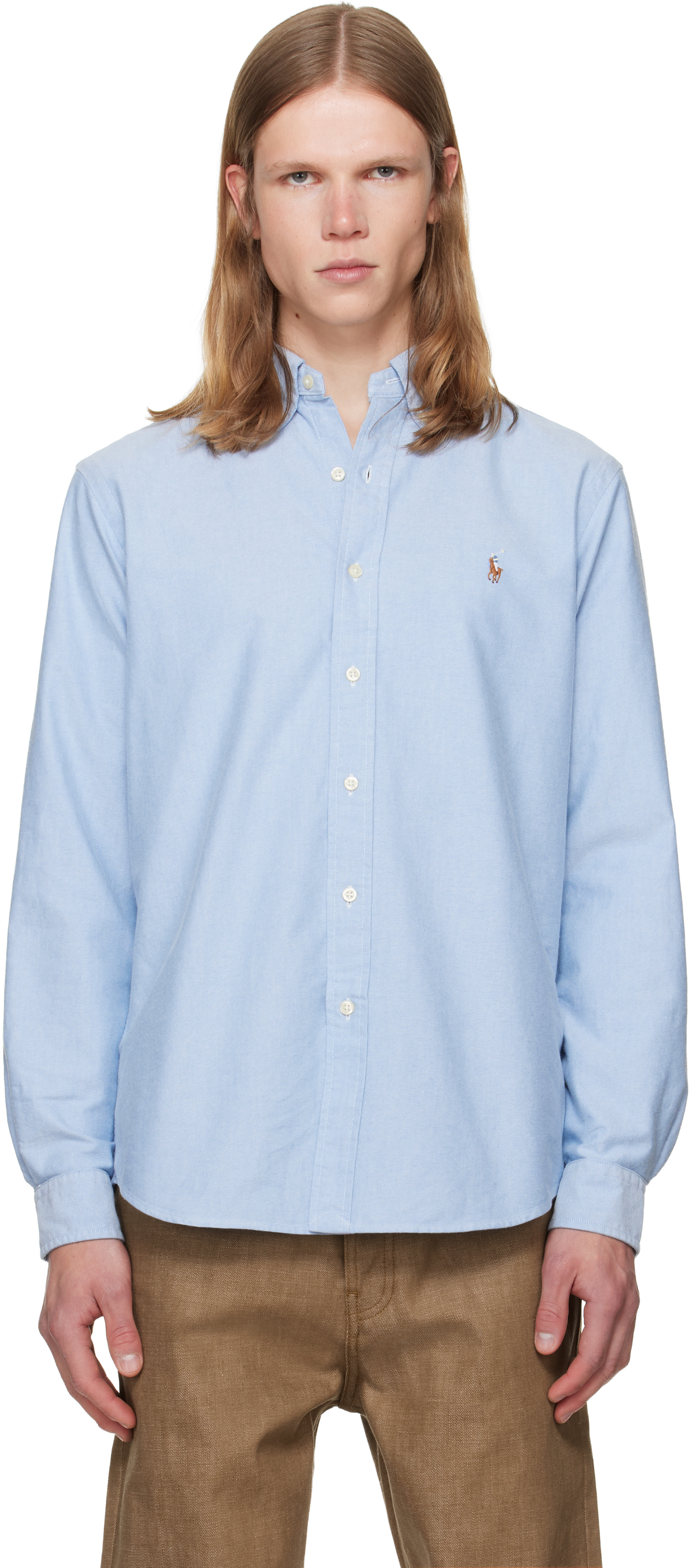 Polo Ralph Lauren: ブルー 'The Iconic Oxford' シャツ | SSENSE 日本