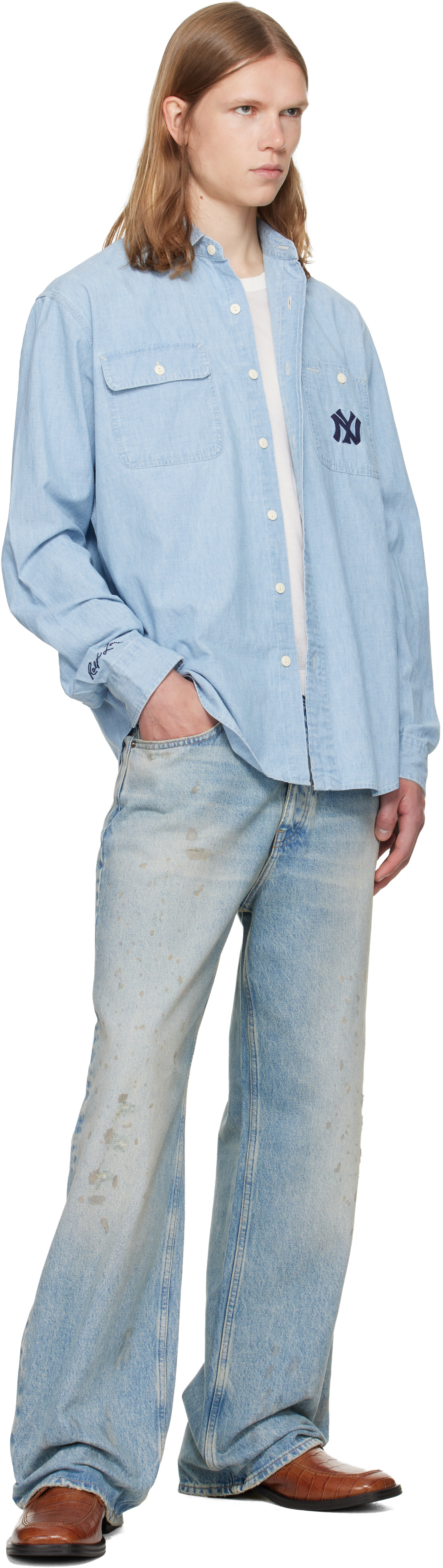 Polo Ralph Lauren: Blue MLB Edition Yankees Work Shirt | SSENSE