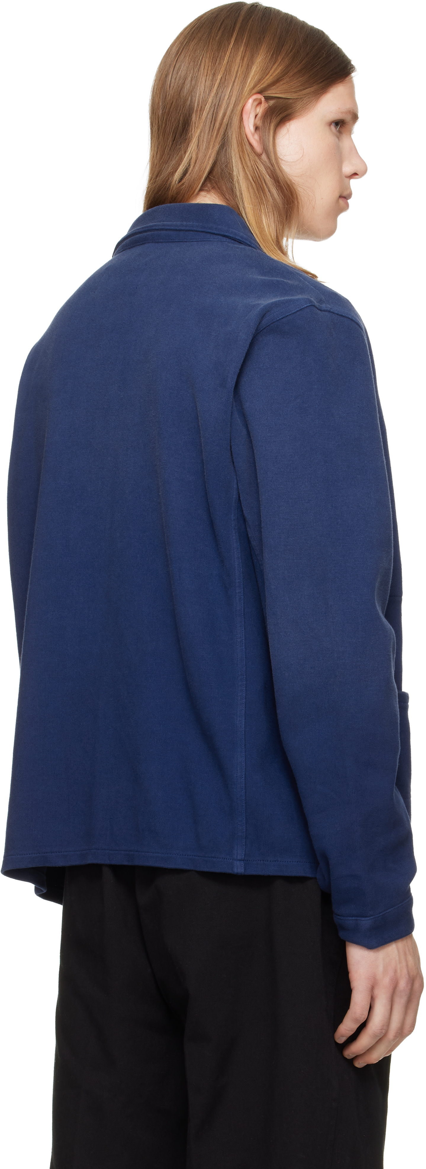 Polo Ralph Lauren: Blue Moleskin Utility Overshirt | SSENSE
