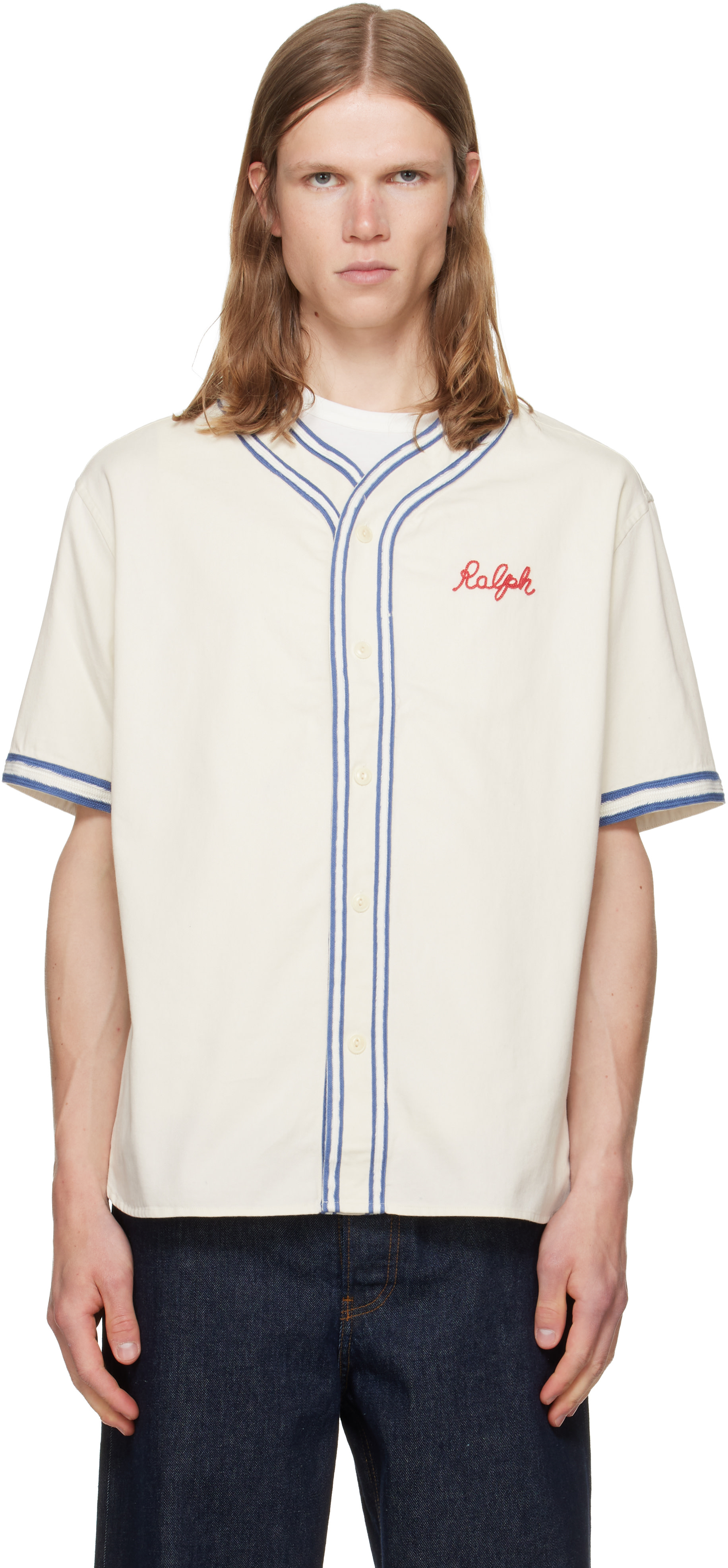 Polo Ralph Lauren: Off-White Classic Fit Baseball Shirt | SSENSE