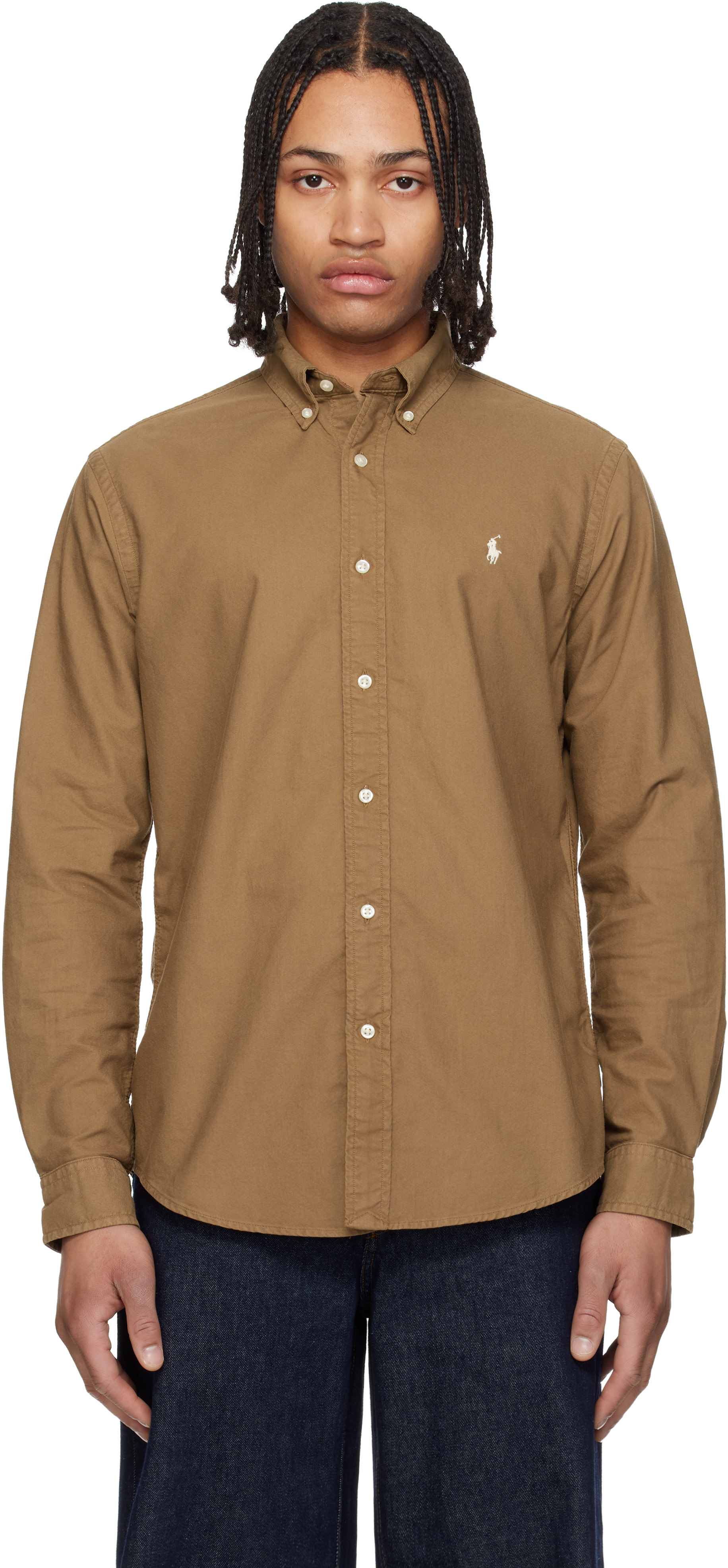 Polo Ralph Lauren: Brown Garment-Dyed Oxford Shirt | SSENSE