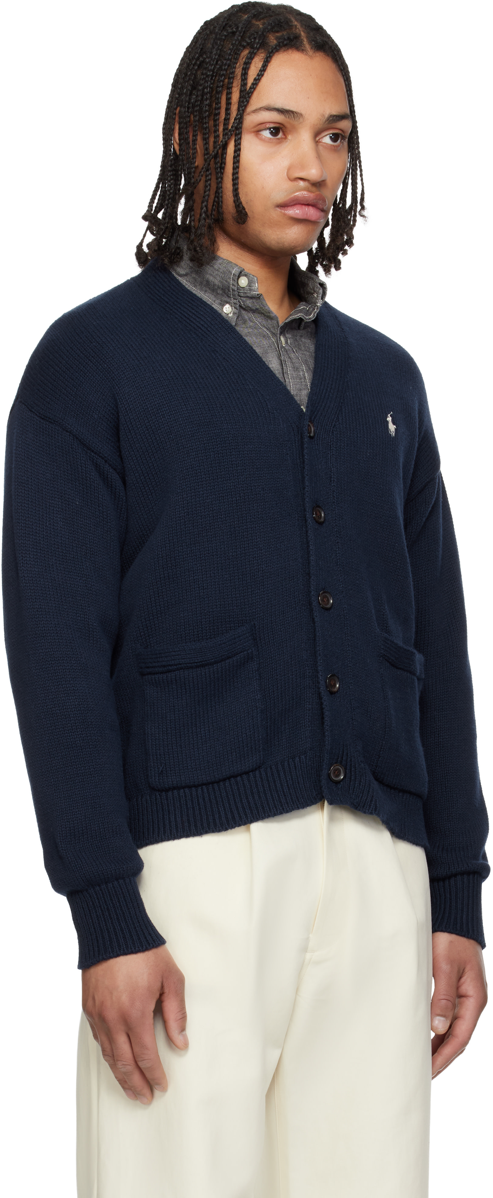 Polo Ralph Lauren: ネイビー コットン 長袖 カーディガン | SSENSE 日本