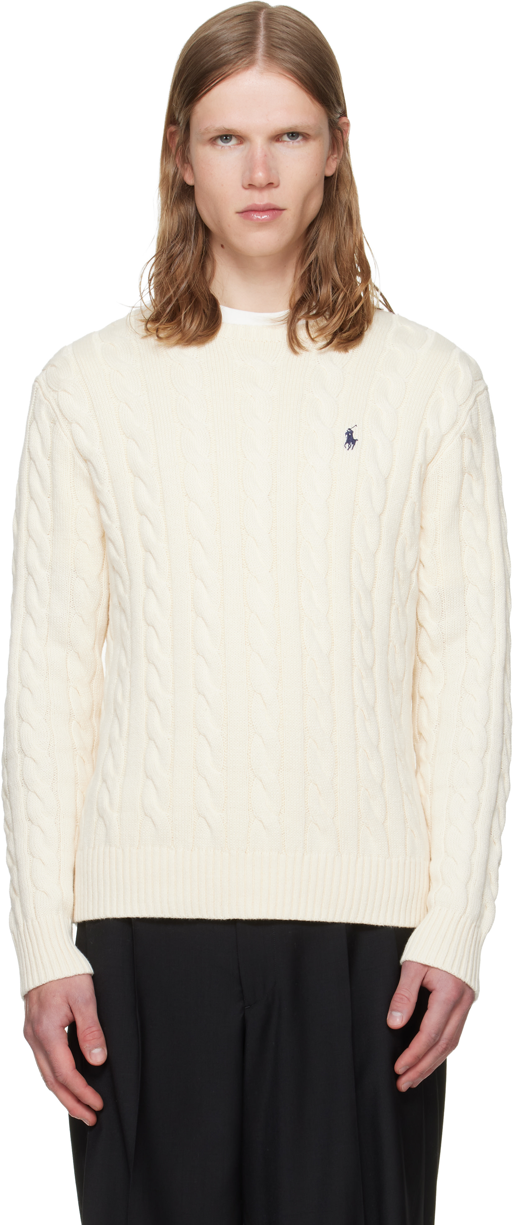 Polo Ralph Lauren ケーブルニットセーター XS ホワイト Polo Ralph Lauren: オフホワイト ケーブルニット コットン セーター