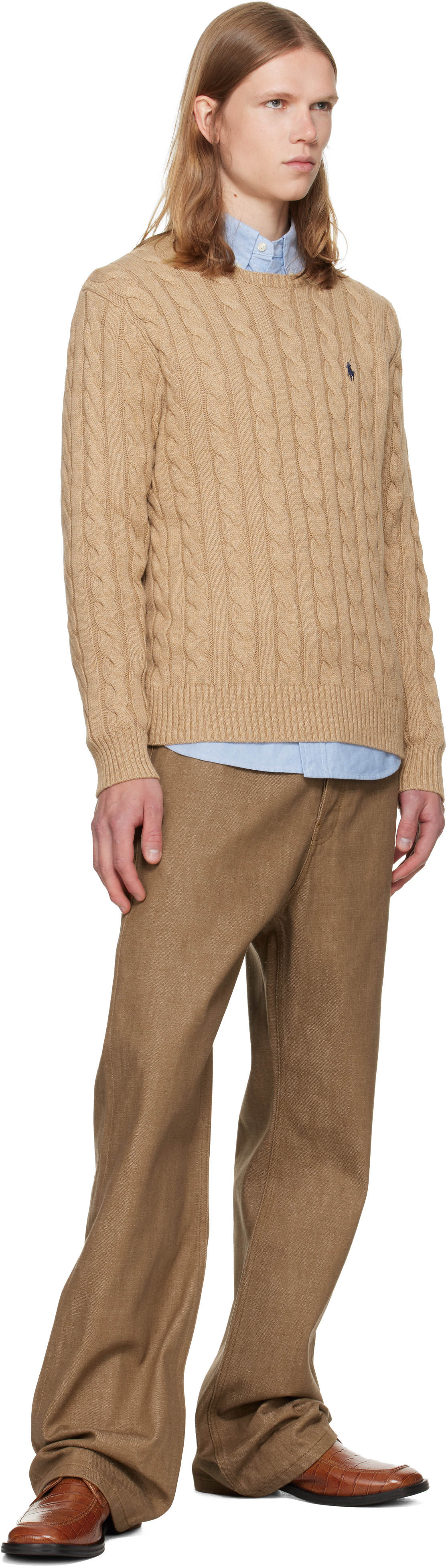 Polo Ralph Lauren ケーブルニット セーター ベージュ XS Polo Ralph Lauren: ベージュ ケーブルニット コットン セーター