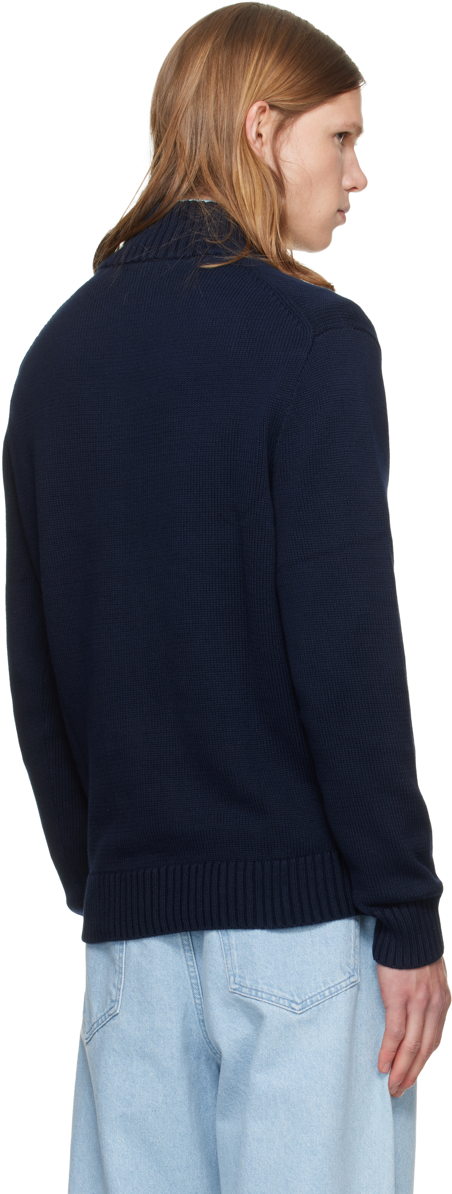 Polo Ralph Lauren: Navy Half-Zip Sweater | SSENSE