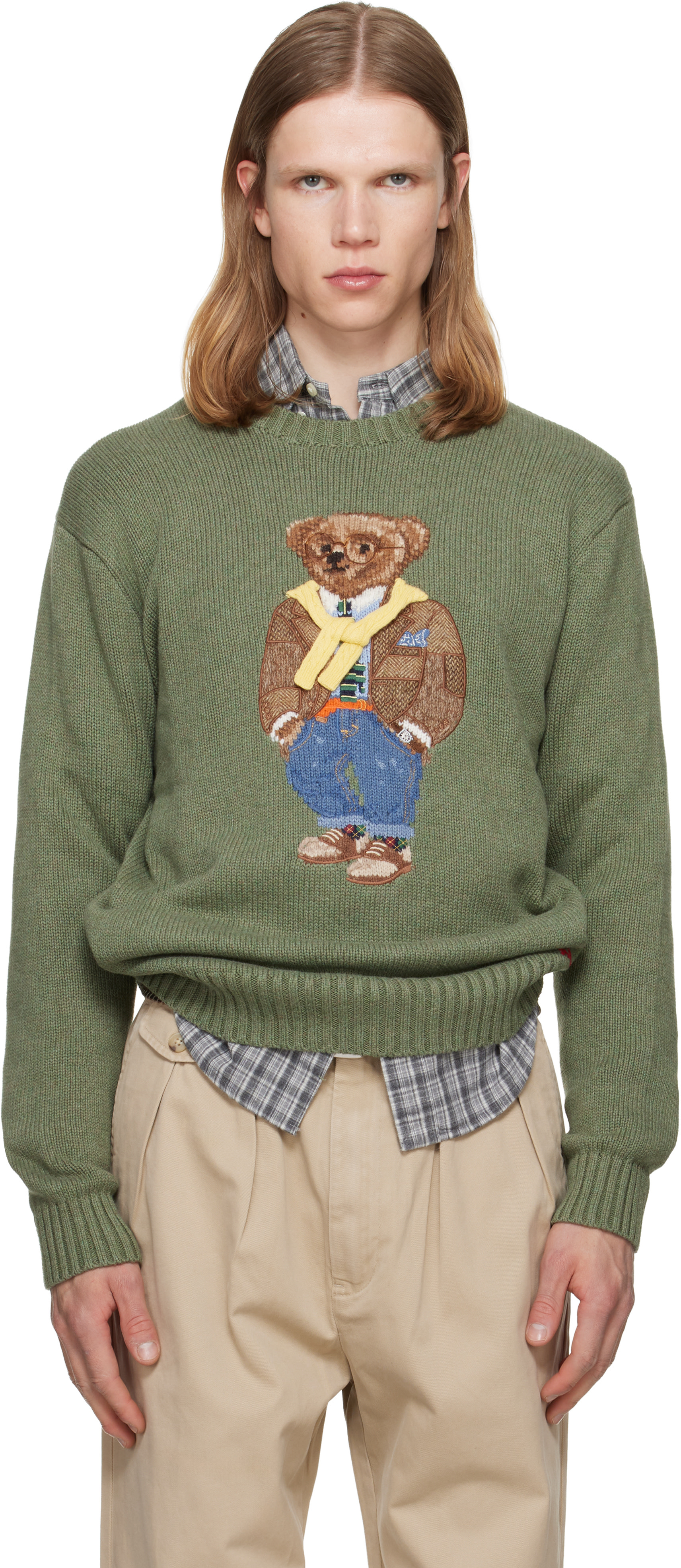 Polo Ralph Lauren: Khaki Polo Bear Sweater | SSENSE