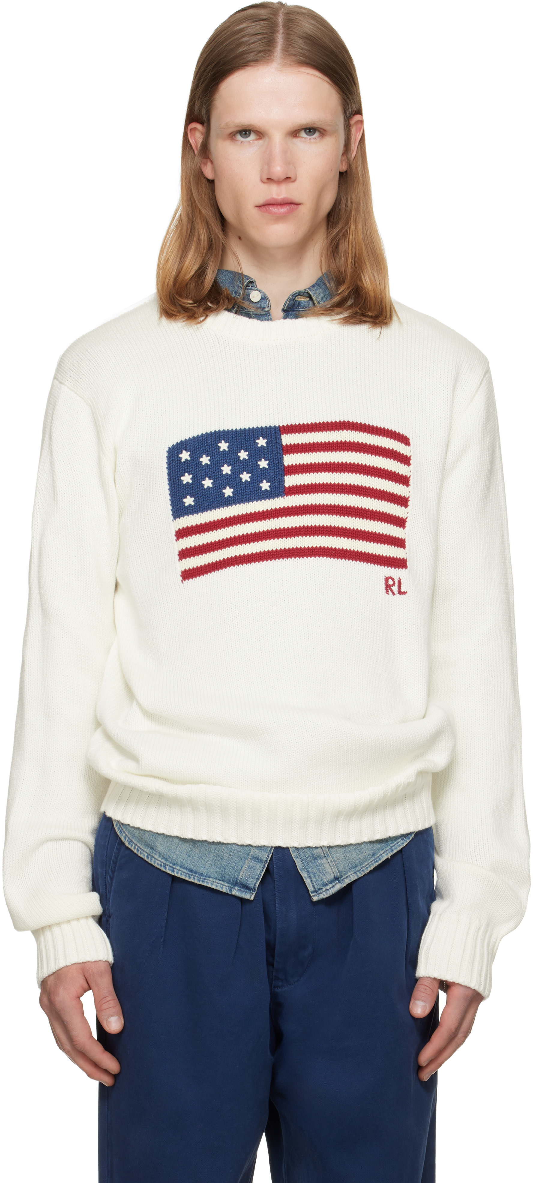Polo Ralph Lauren - Pull blanc à image à logo