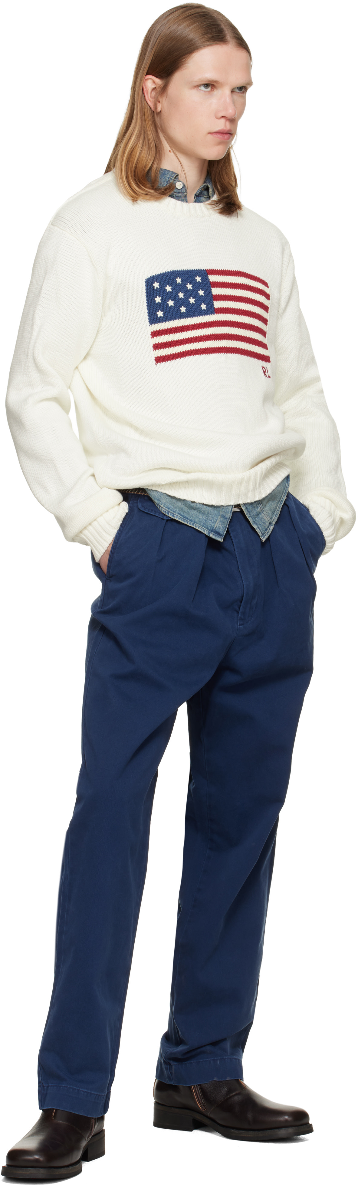 Polo Ralph Lauren - Pull blanc à image à logo
