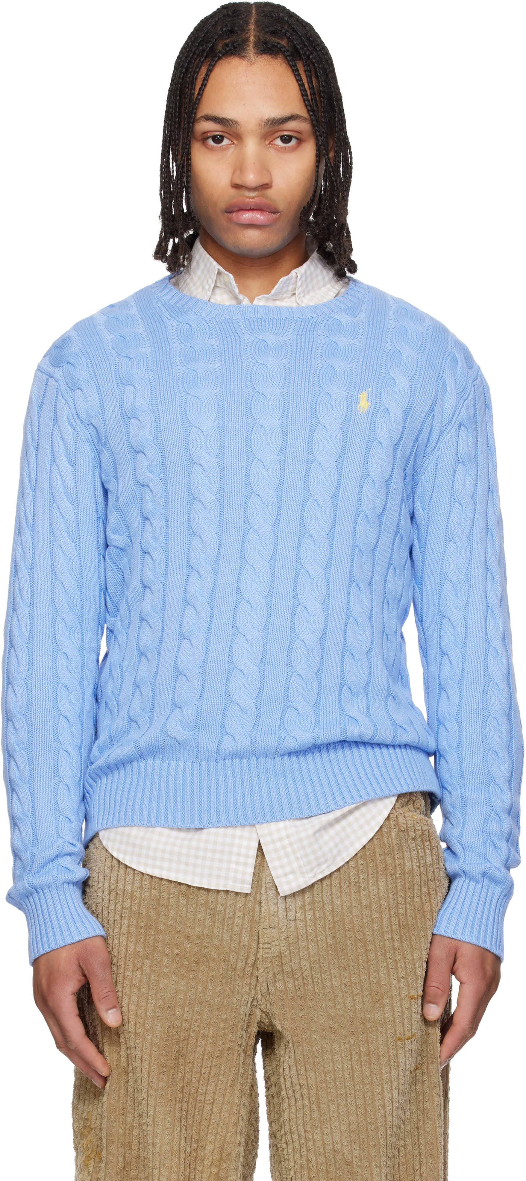 Polo Ralph Lauren: ブルー Cable-Knit Cotton セーター | SSENSE 日本