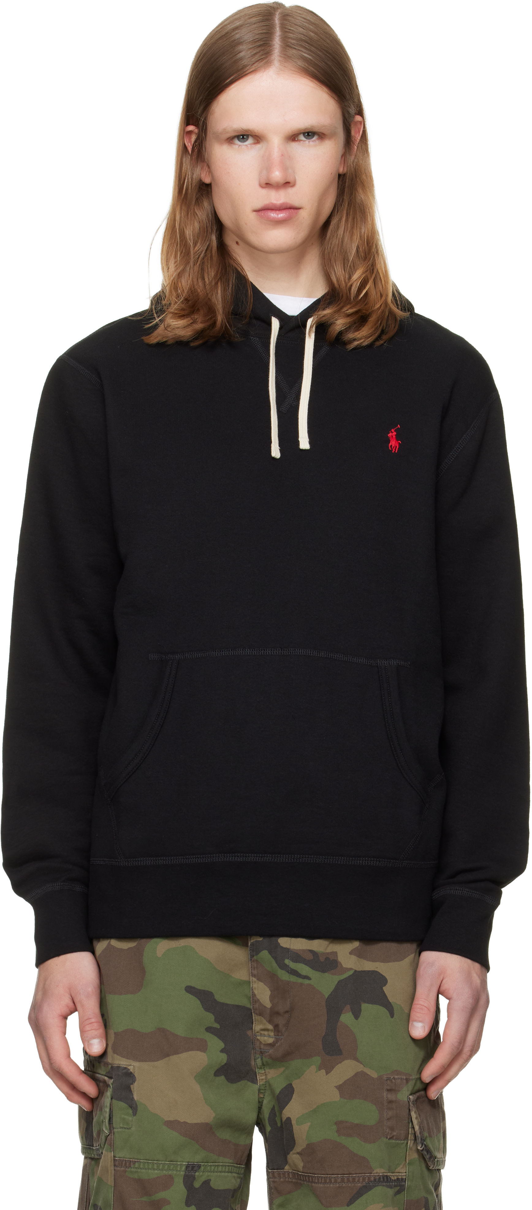 Polo Ralph Lauren - Pull à capuche noir en molleton à logo