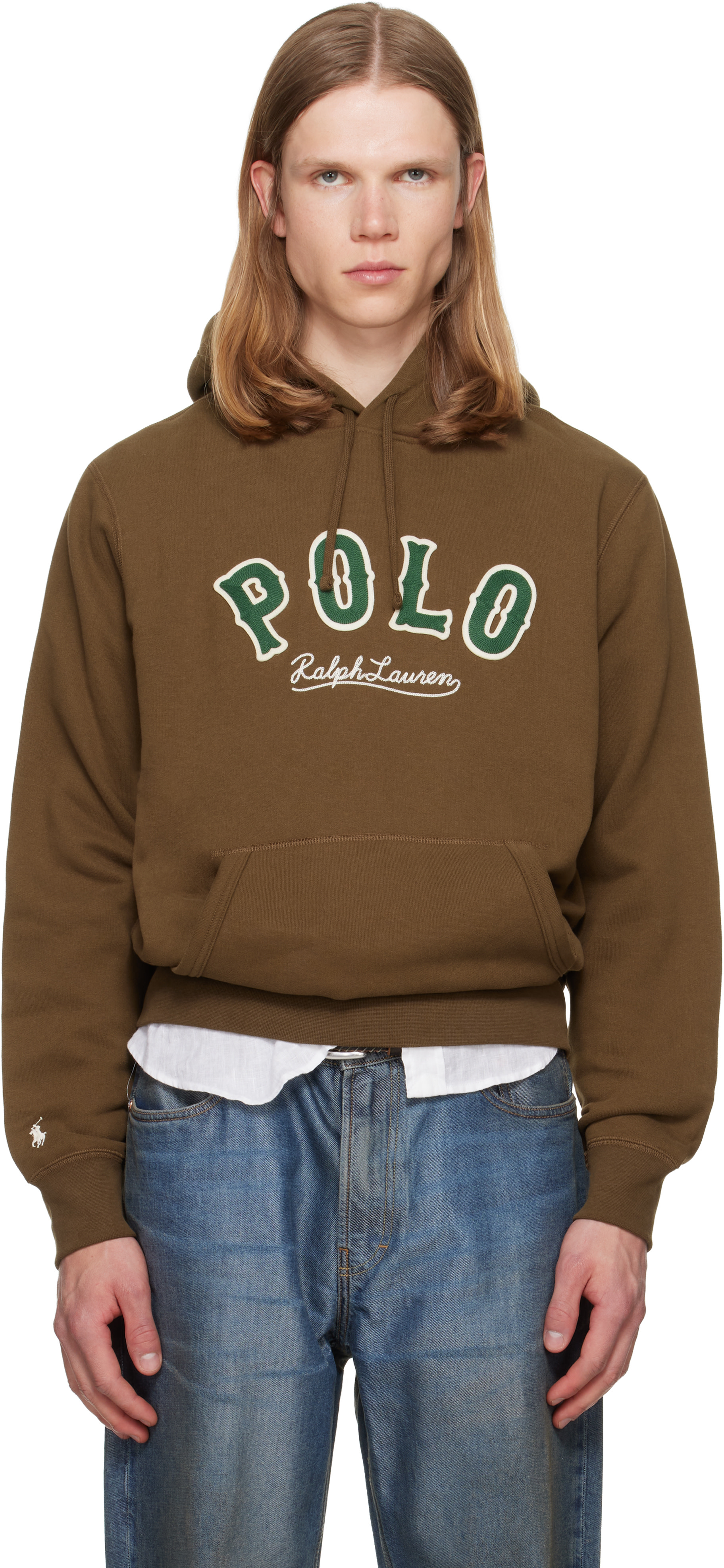 Polo Ralph Lauren - Pull à capuche brun en molleton à logo