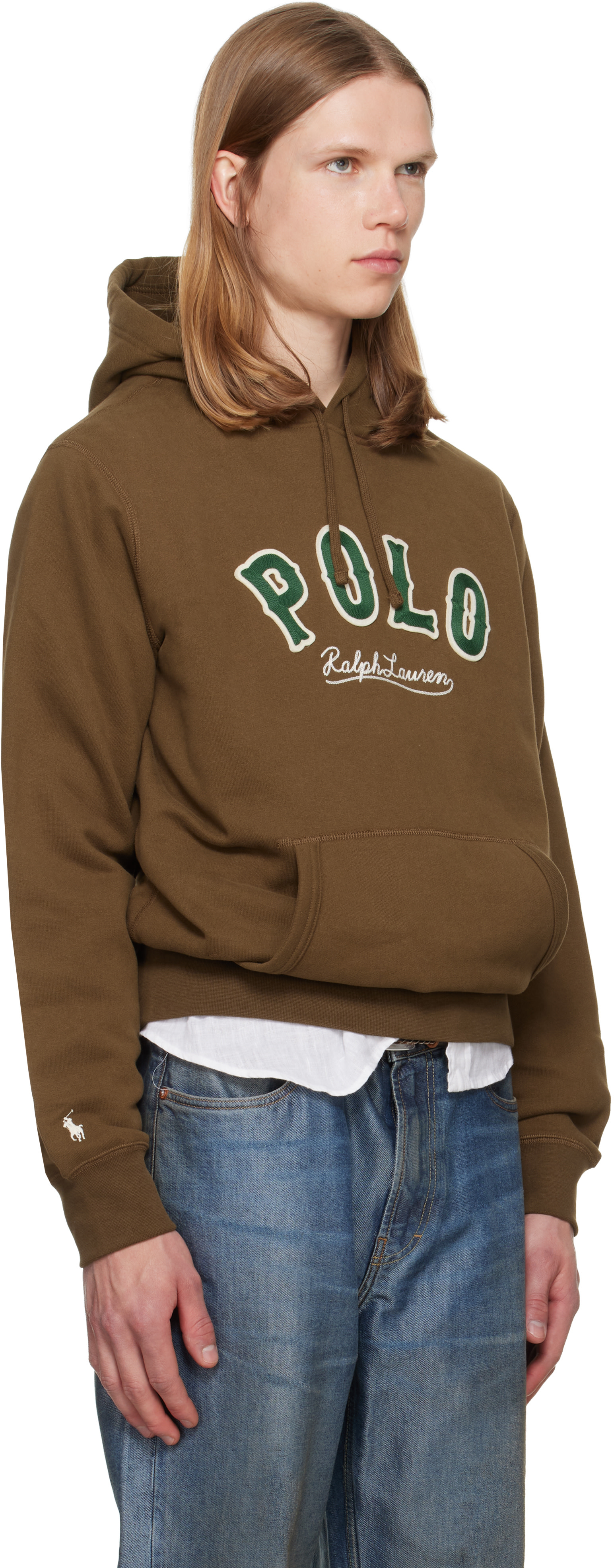 Polo Ralph Lauren - Pull à capuche brun en molleton à logo
