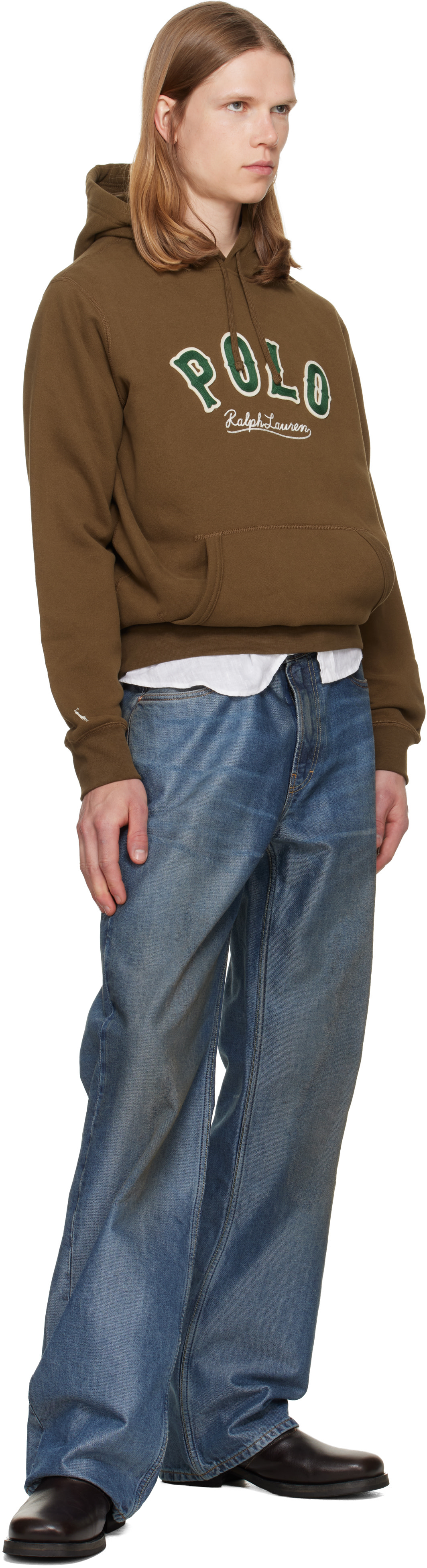 Polo Ralph Lauren - Pull à capuche brun en molleton à logo