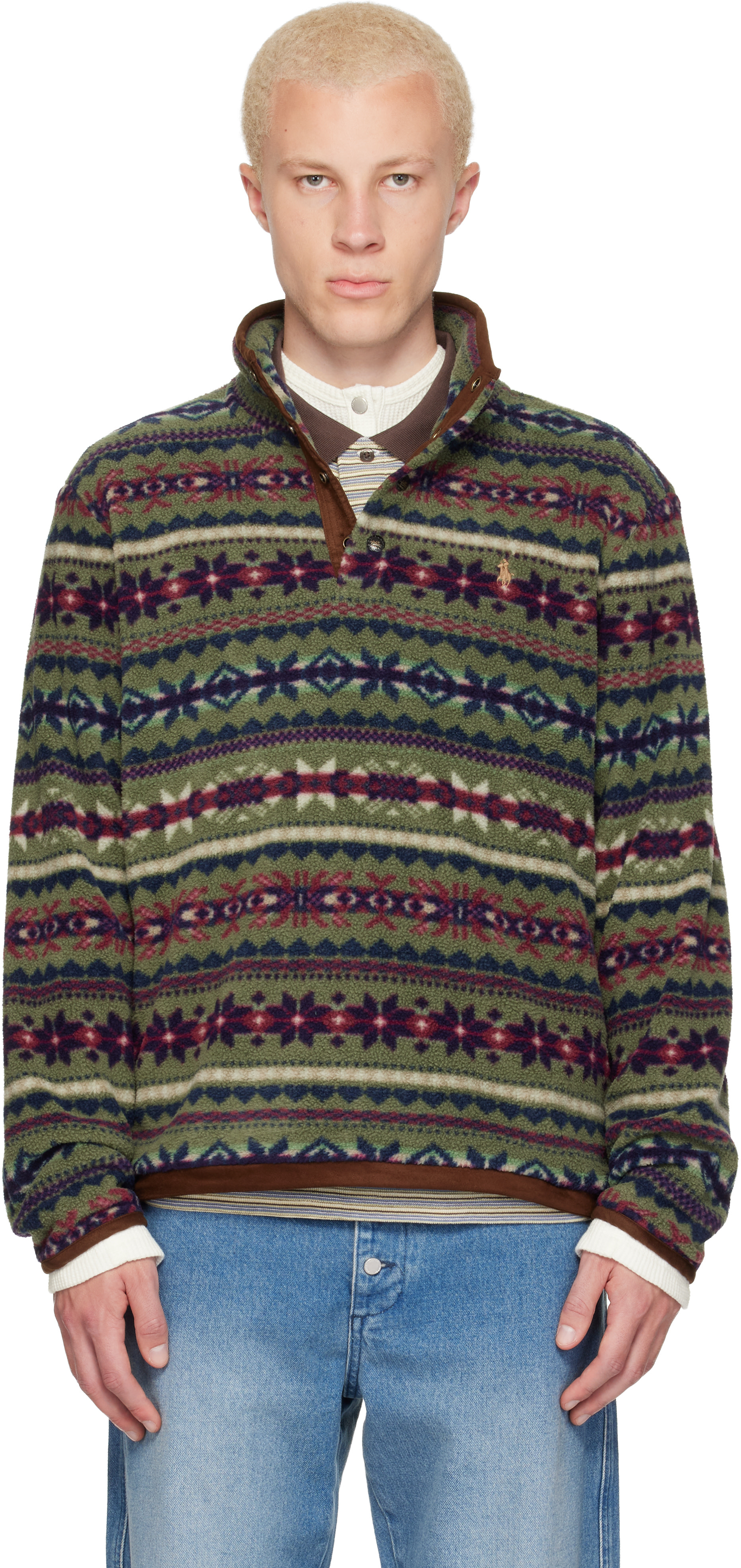 Polo Ralph Lauren - Pull vert en molleton à motif