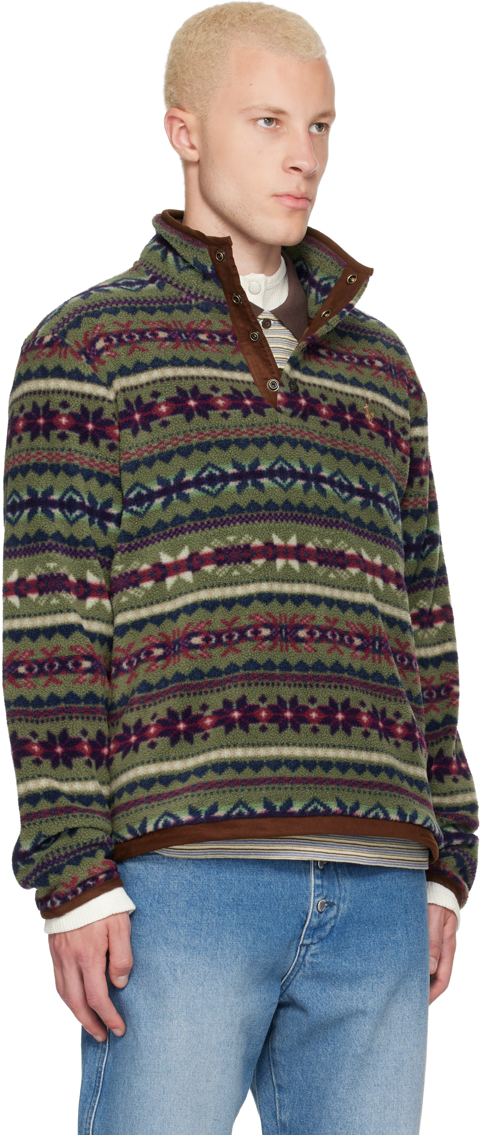 Polo Ralph Lauren - Pull vert en molleton à motif