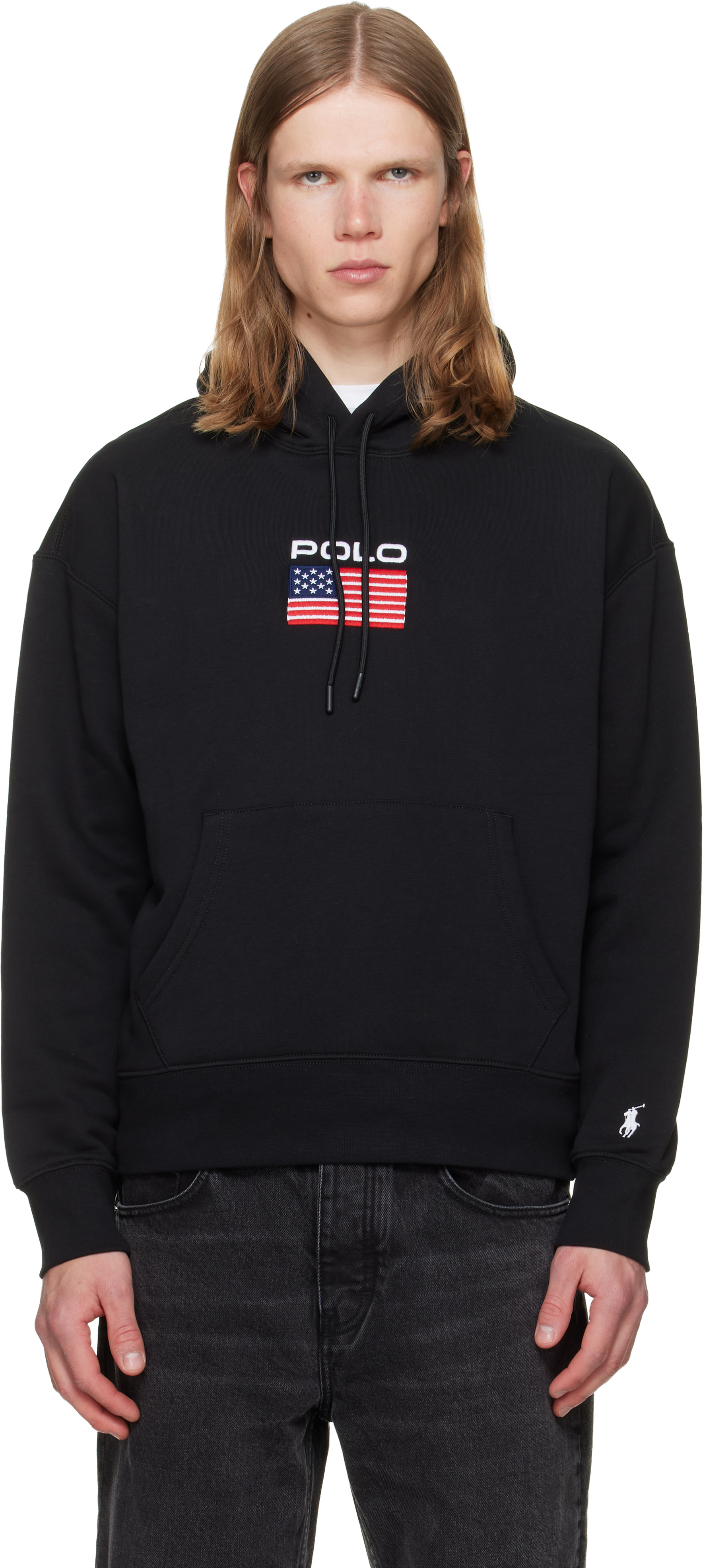 Polo Ralph Lauren - Pull à capuche noir à logo brodé