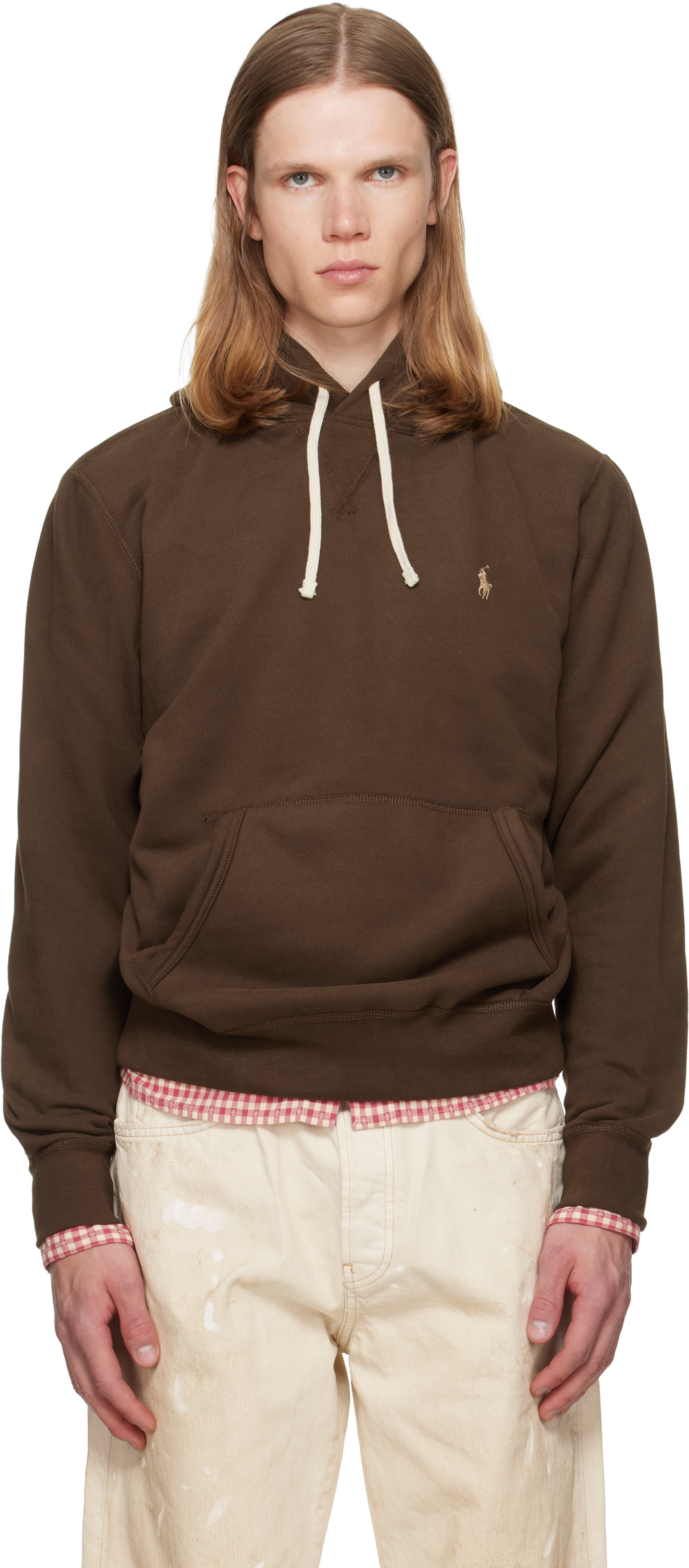 Polo Ralph Lauren - Pull à capuche brun en molleton à logo