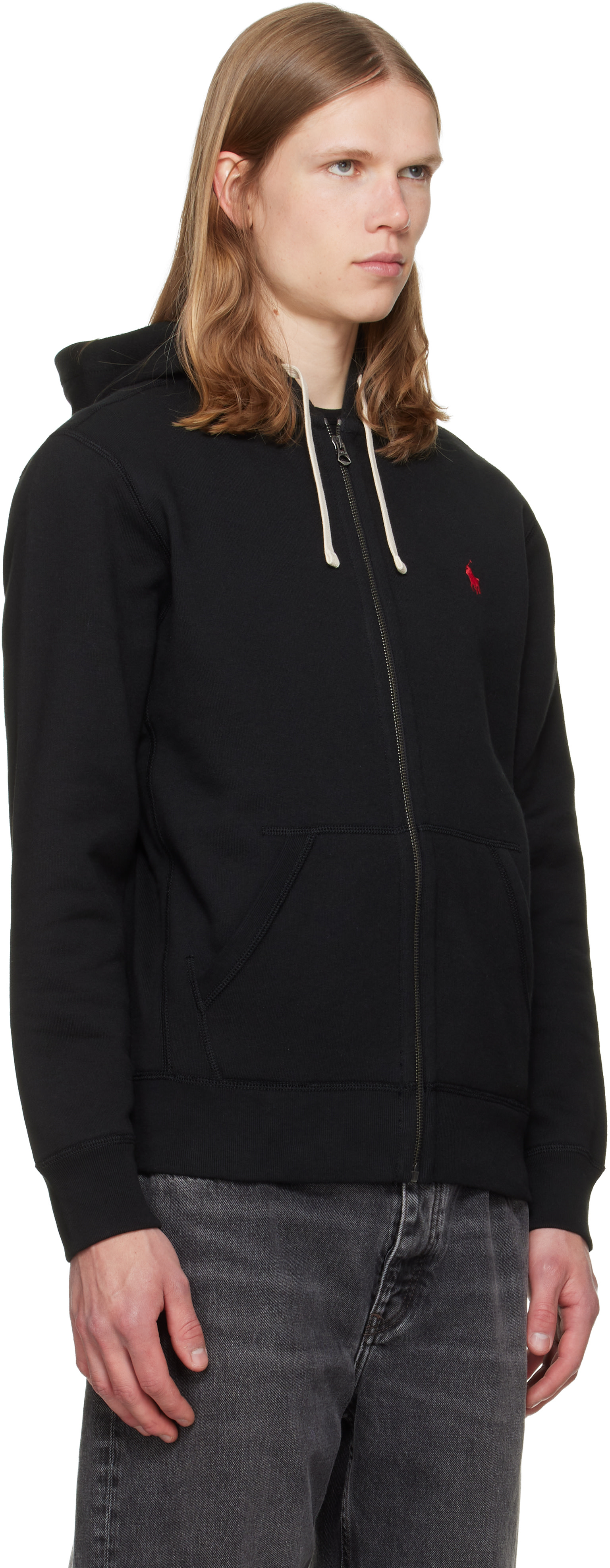 Polo Ralph Lauren: ブラック フリース フルジップ フーディ | SSENSE 日本
