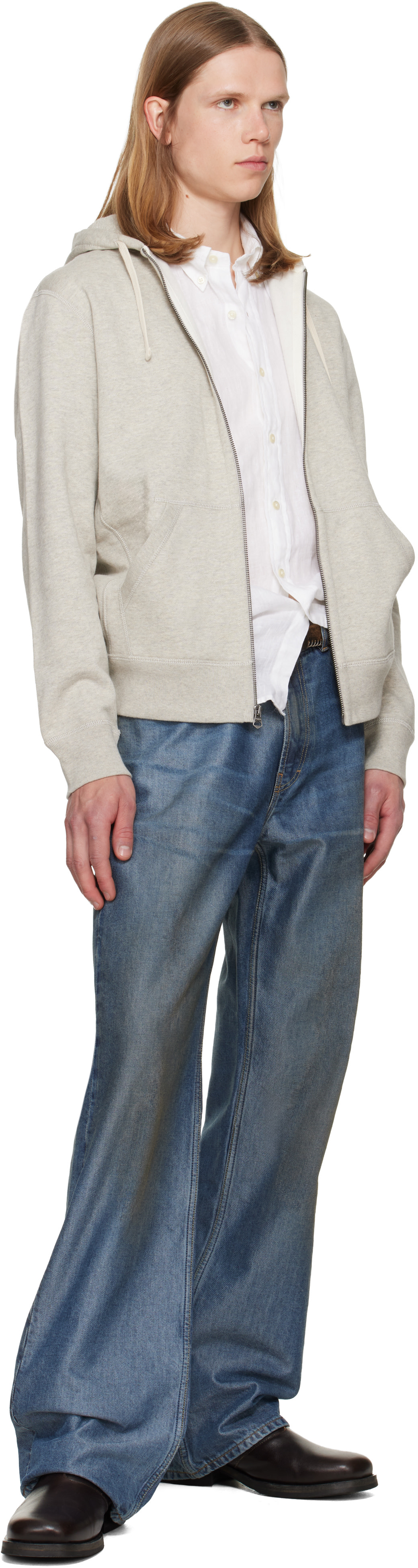 Polo Ralph Lauren - Pull à capuche gris en molleton à glissière