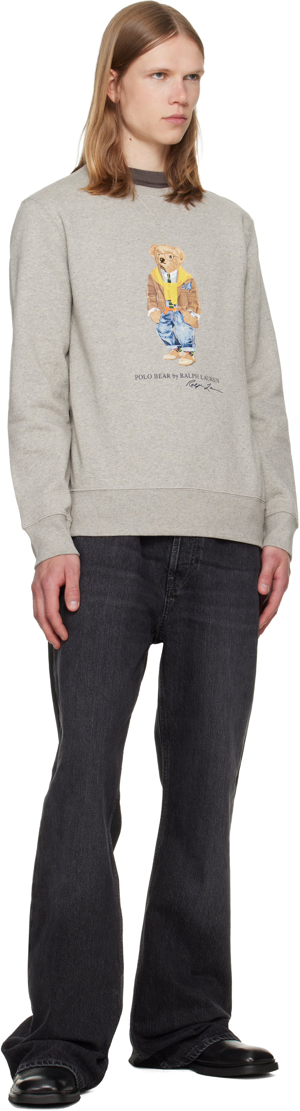 Polo Ralph Lauren - Pull molletonné gris en molleton à ourson Polo Bear