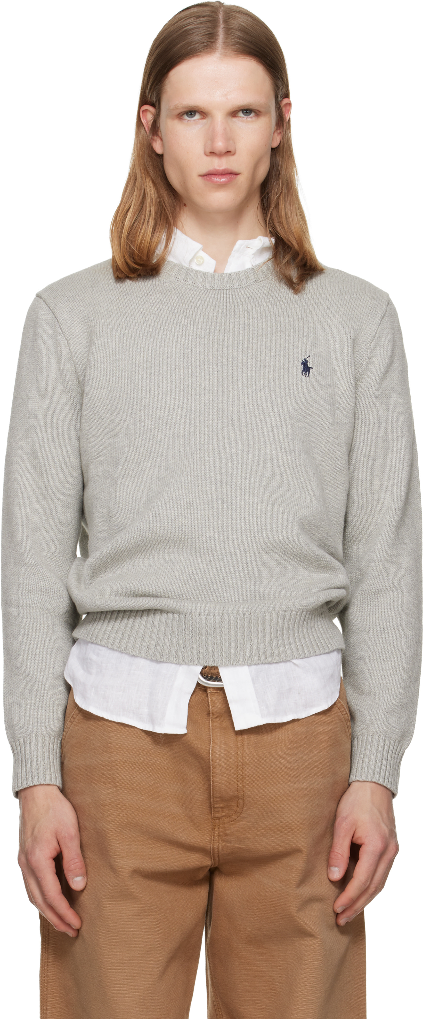RRL グレー セーター 極美品 サイズ M Polo Ralph Lauren Polo Ralph Lauren: グレー ポロ 長袖 セーター | SSENSE 日本