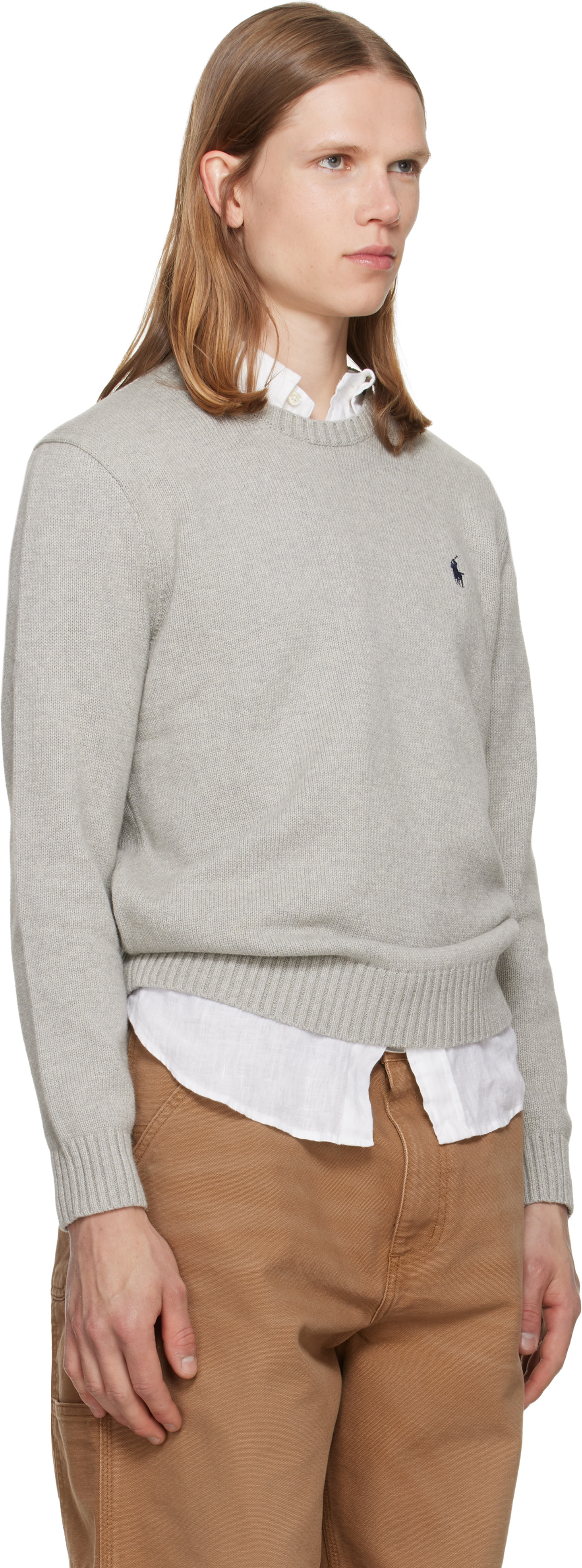 Polo Ralph Lauren: Gray Polo Long Sleeve Sweater | SSENSE Canada