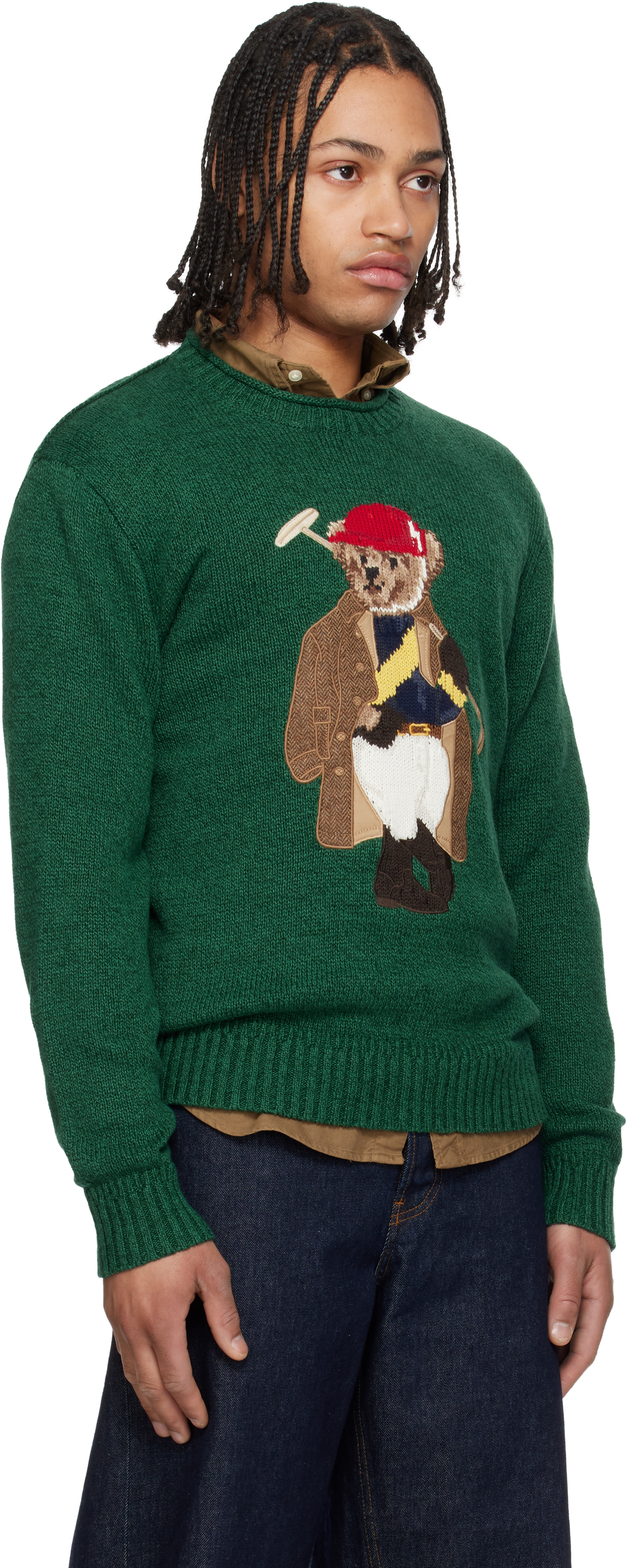 Polo Ralph Lauren: Green Polo Bear Rollneck Sweater | SSENSE Sweden