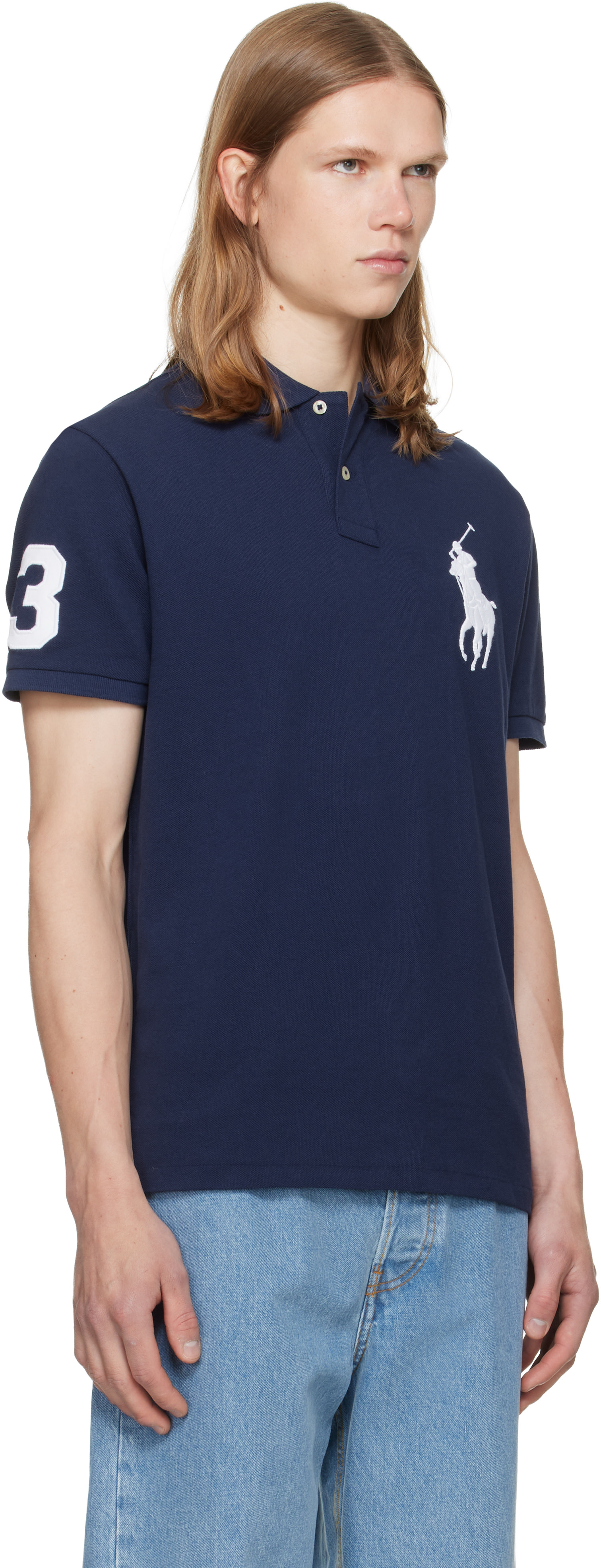 Polo Ralph Lauren: Navy Big Pony Mesh Polo | SSENSE
