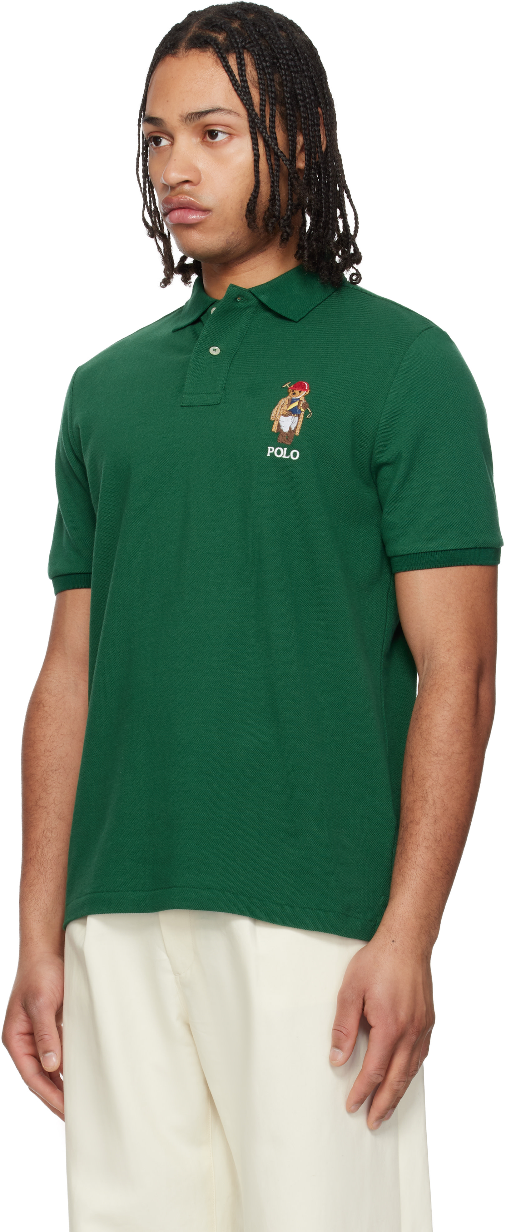 Polo Ralph Lauren: Green Short Sleeve Knit Polo | SSENSE