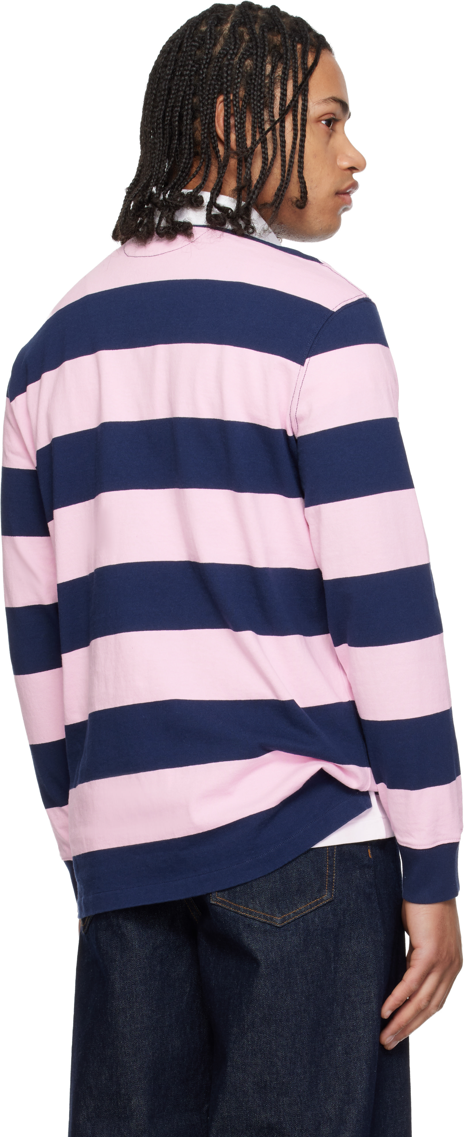 Ralph Lauren ネイビー ジップアップジャケットS 裏ピンクストライプ Ralph Lauren ネイビー ジップアップジャケットS 裏ピンクストライプ