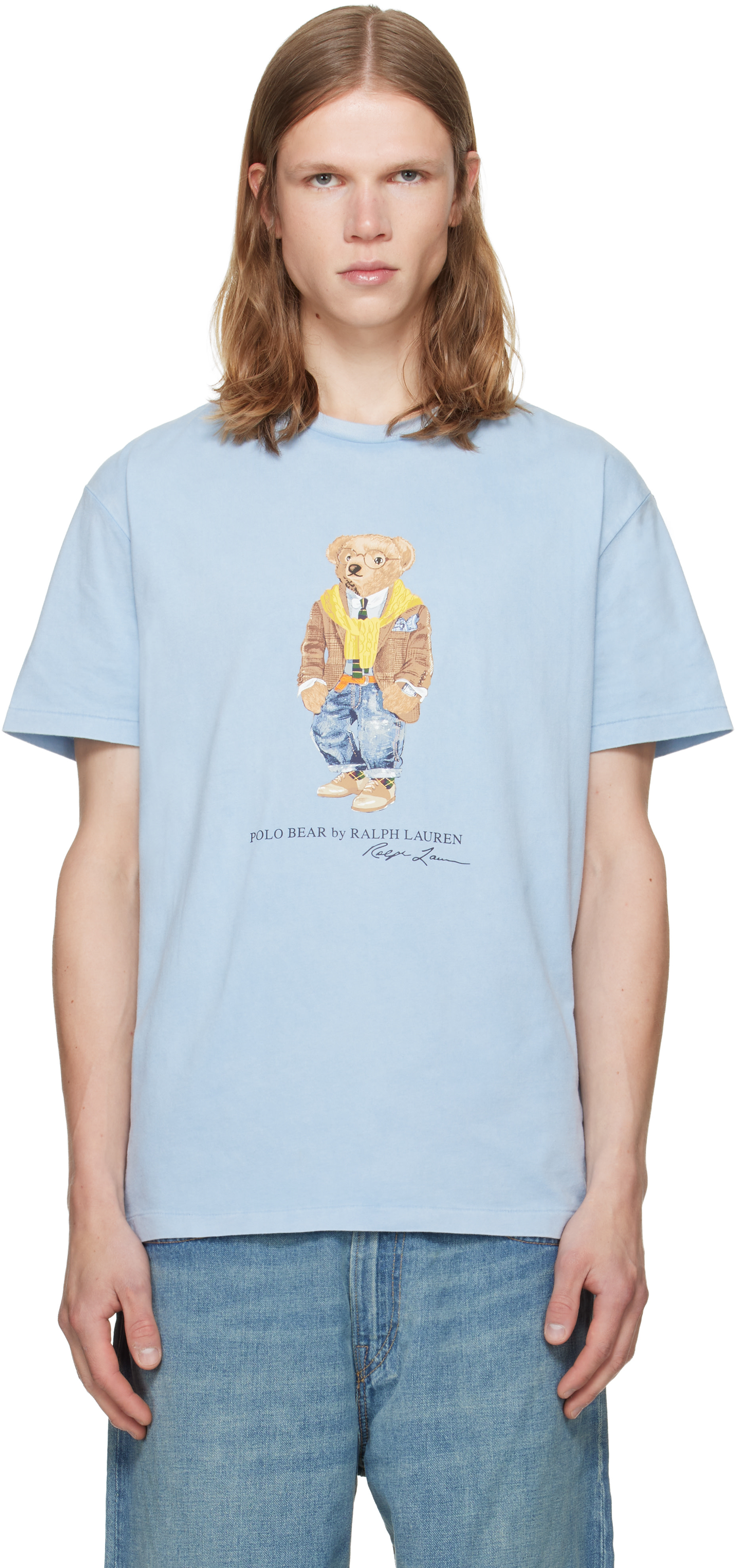 Polo Ralph Lauren: Blue Classic Fit Polo Bear Jersey T-shirt | SSENSE