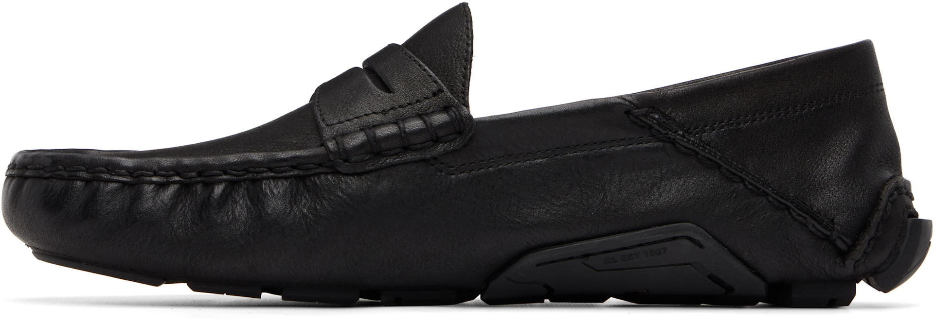 Polo Ralph Lauren: Black Anders Leather Driver Loafers | SSENSE display picture 2