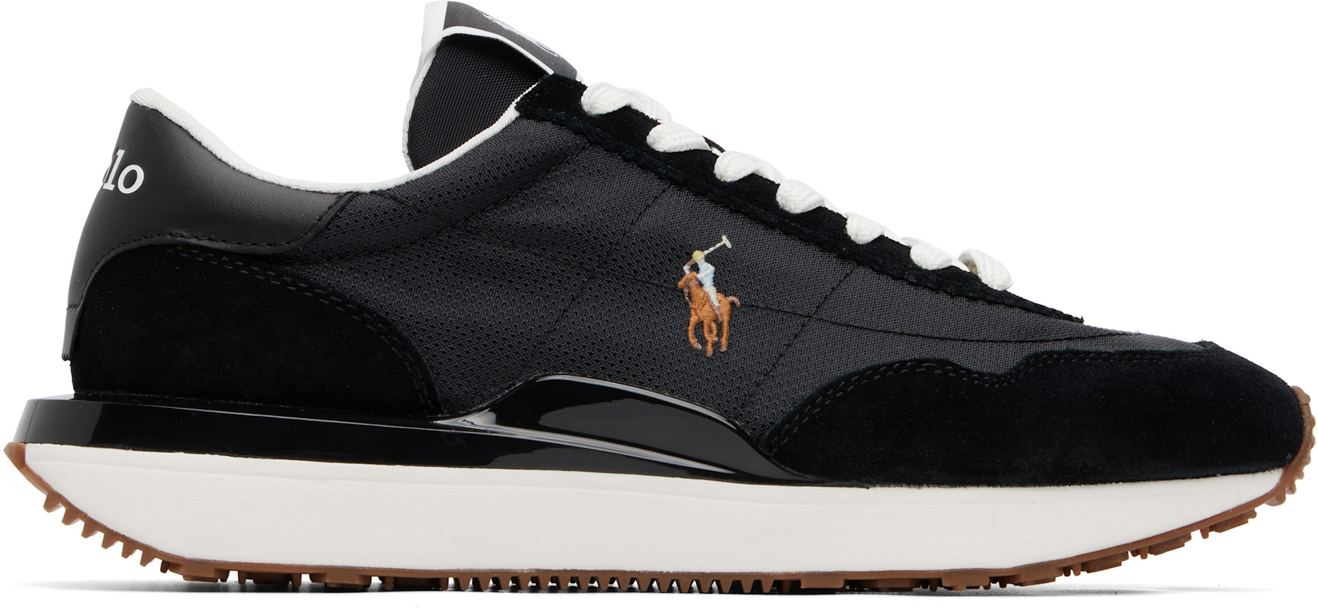 Polo Ralph Lauren: Black Train 89 Suede & Mesh Sneakers | SSENSE