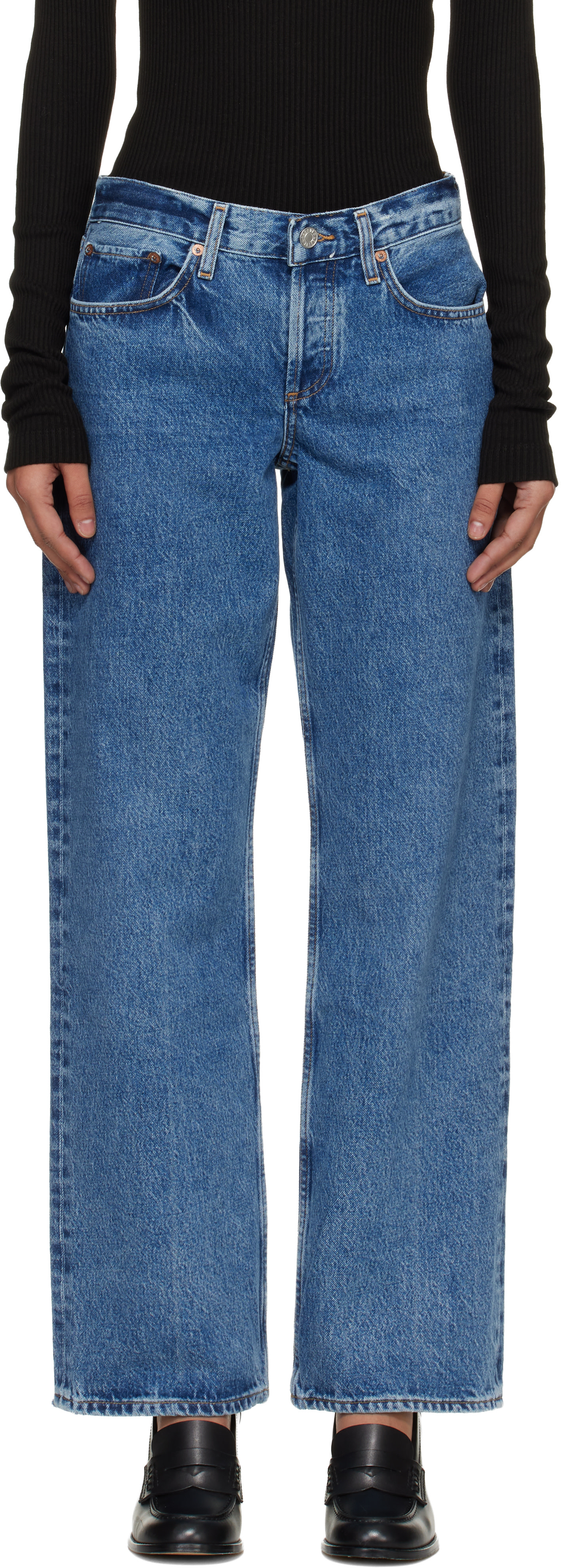 AGOLDE - Jean décontracté bleu à taille basse