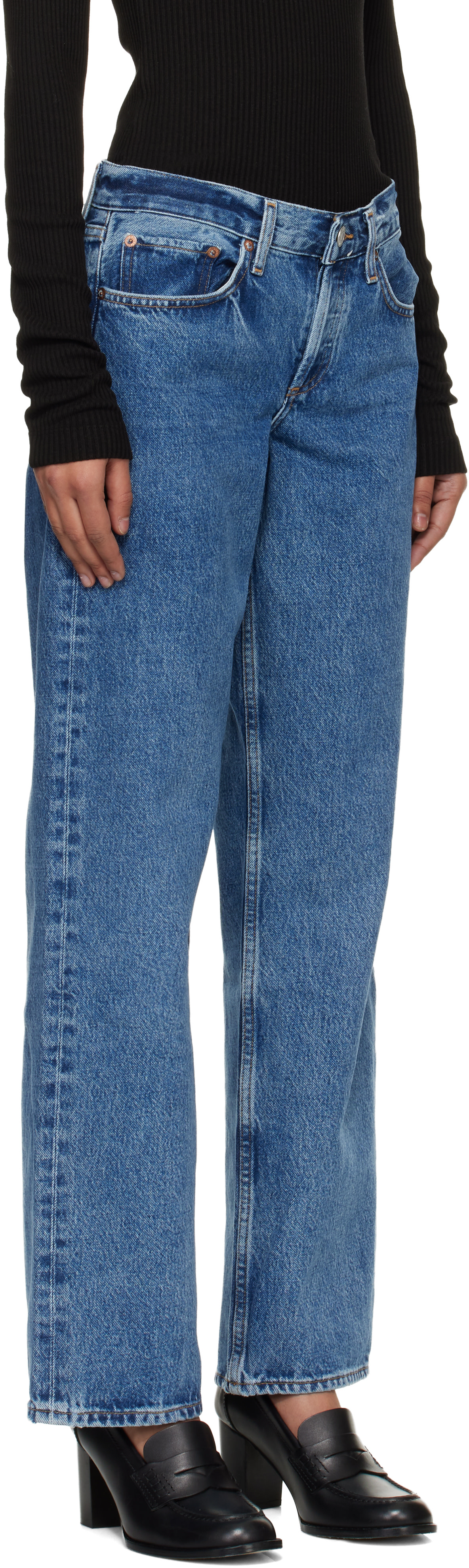 AGOLDE - Jean décontracté bleu à taille basse