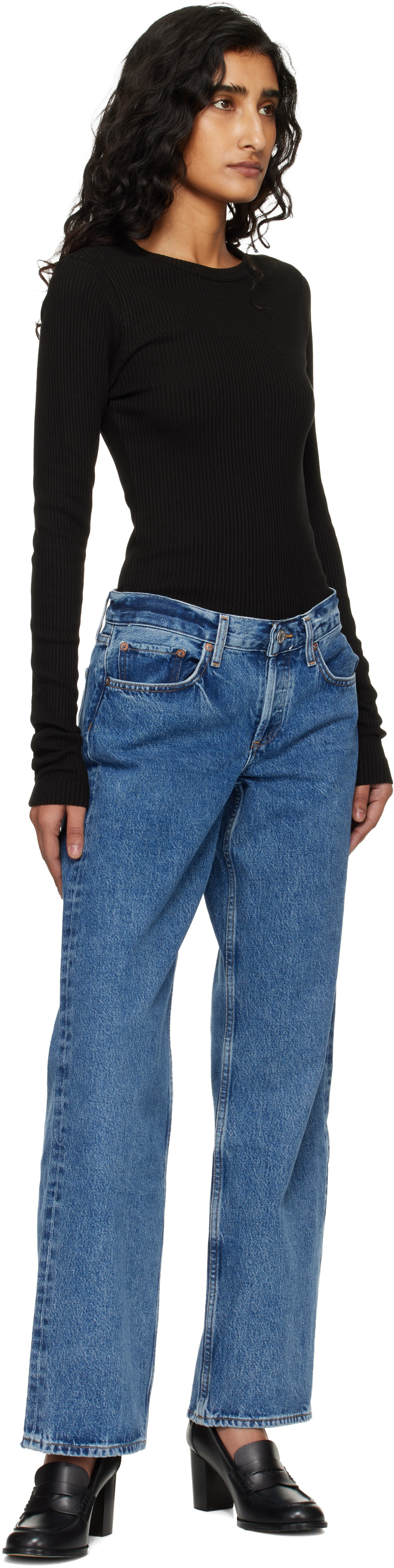 AGOLDE - Jean décontracté bleu à taille basse