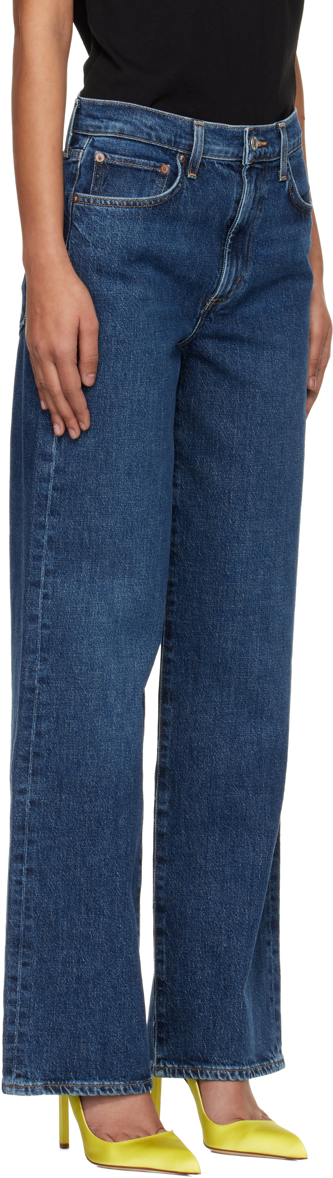 AGOLDE - Jean droit Harper bleu marine