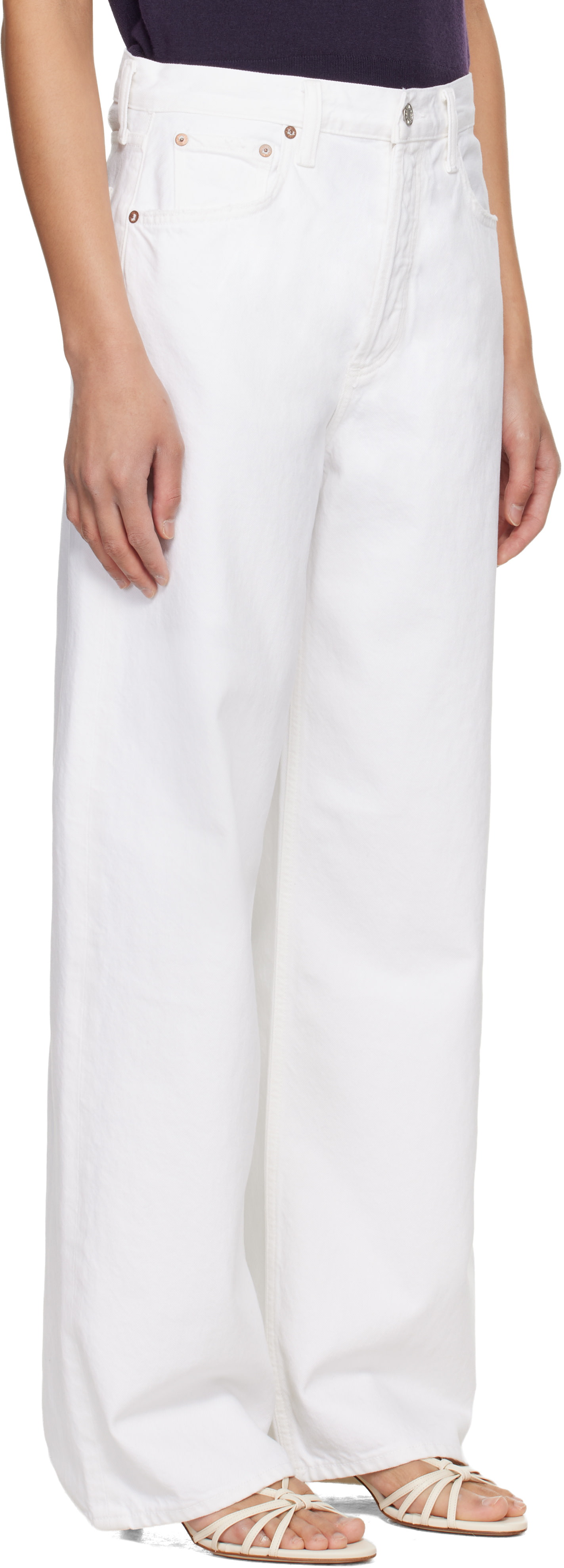 AGOLDE - Jean ample blanc à taille basse