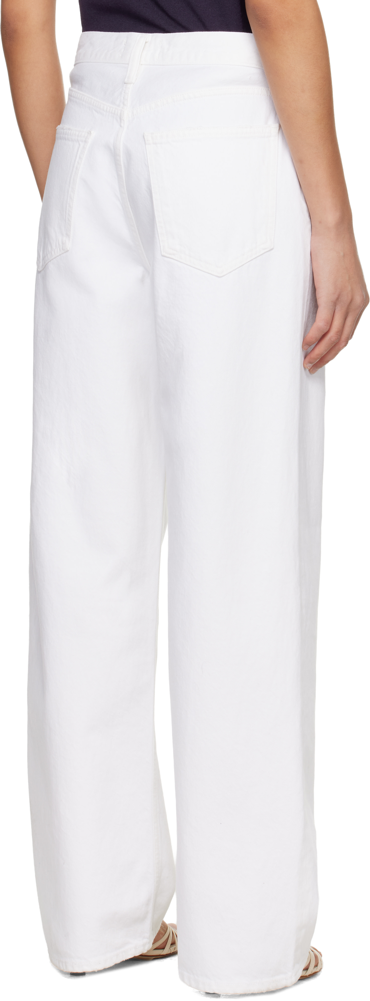 AGOLDE - Jean ample blanc à taille basse