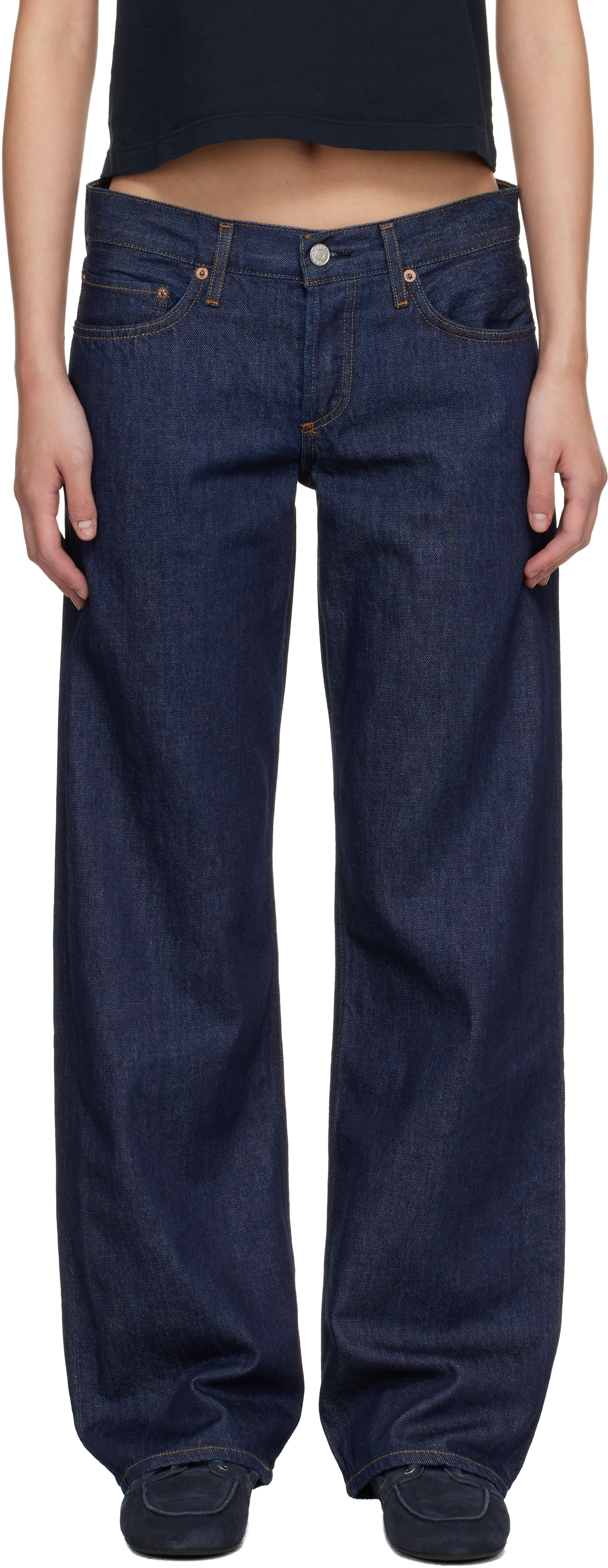 AGOLDE - Jean décontracté bleu à taille basse