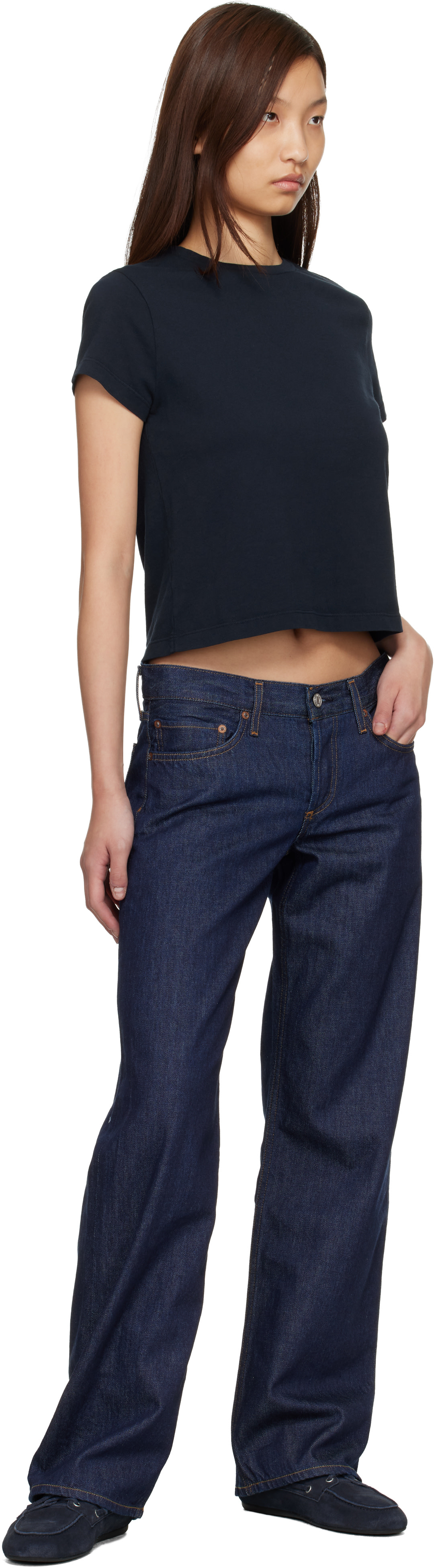 AGOLDE - Jean décontracté bleu à taille basse